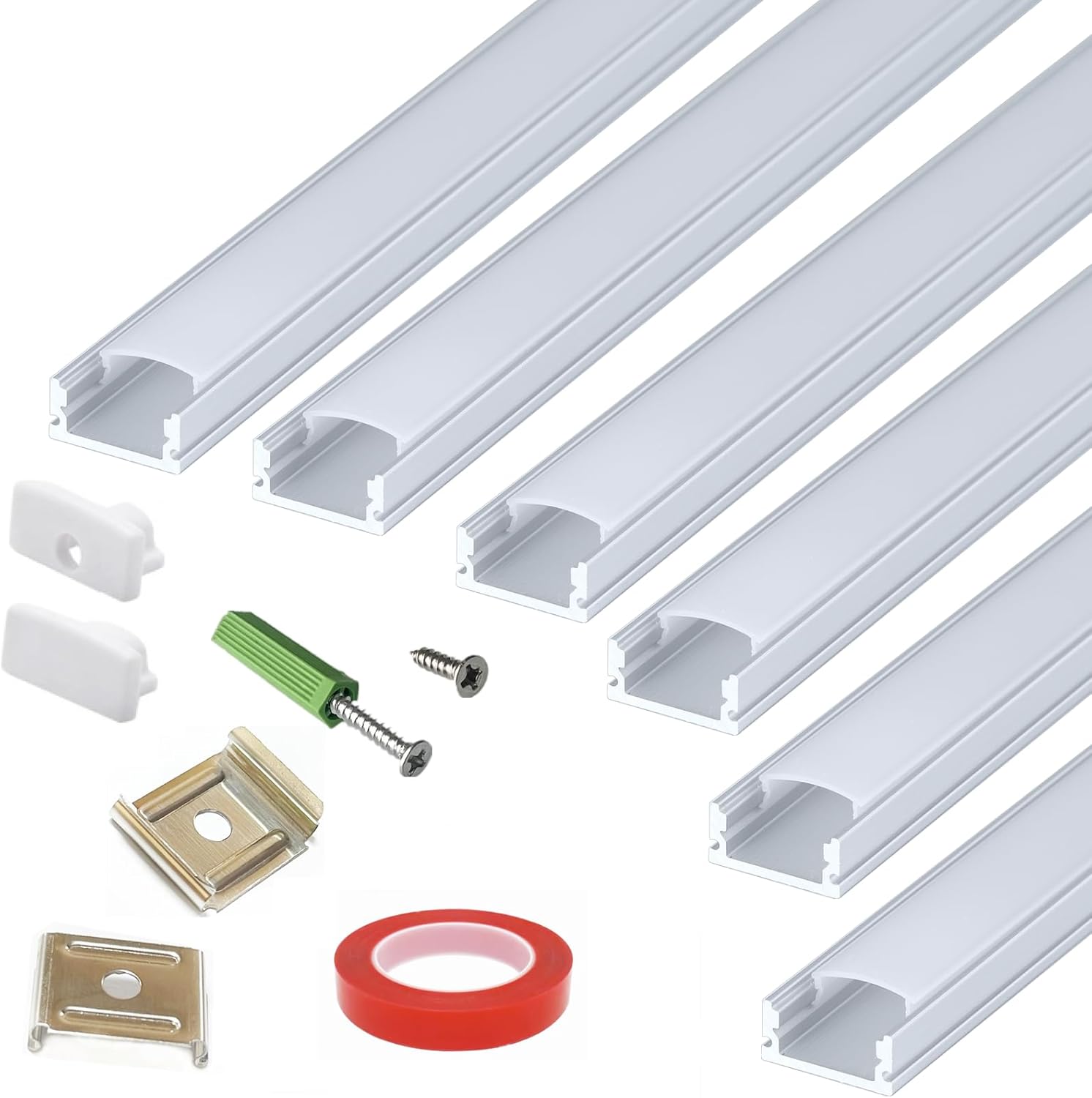 LED Strip U Channel Diffuser 6-Pack with 1FT Aluminum Track