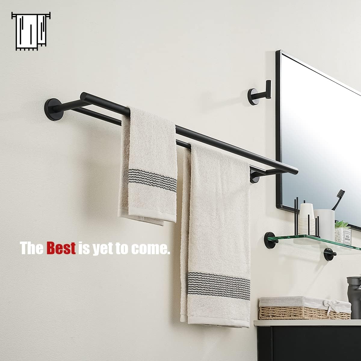 JQK Double Bath Towel Bar Matte Black