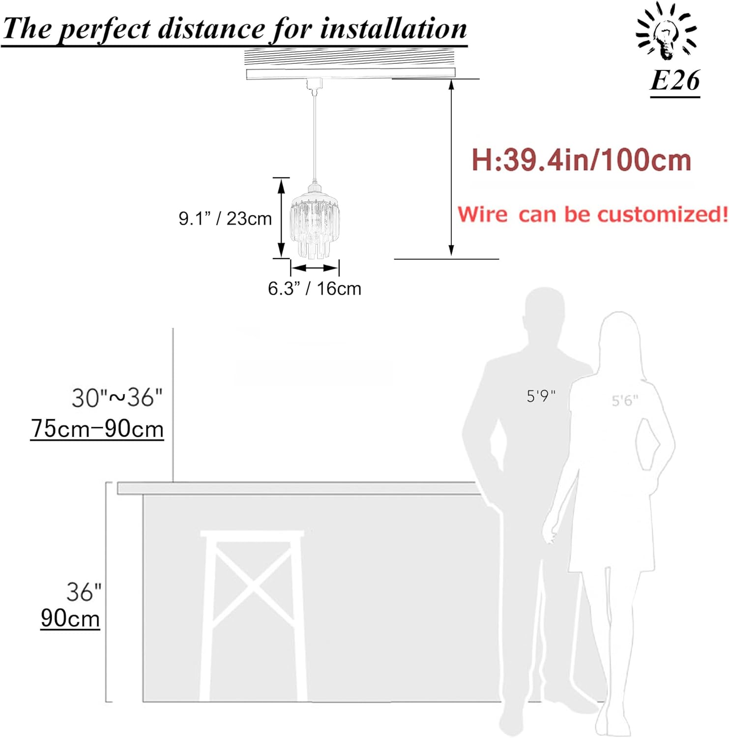 SKIVTGLAMP Dimmable H-Type Track Pendant Light