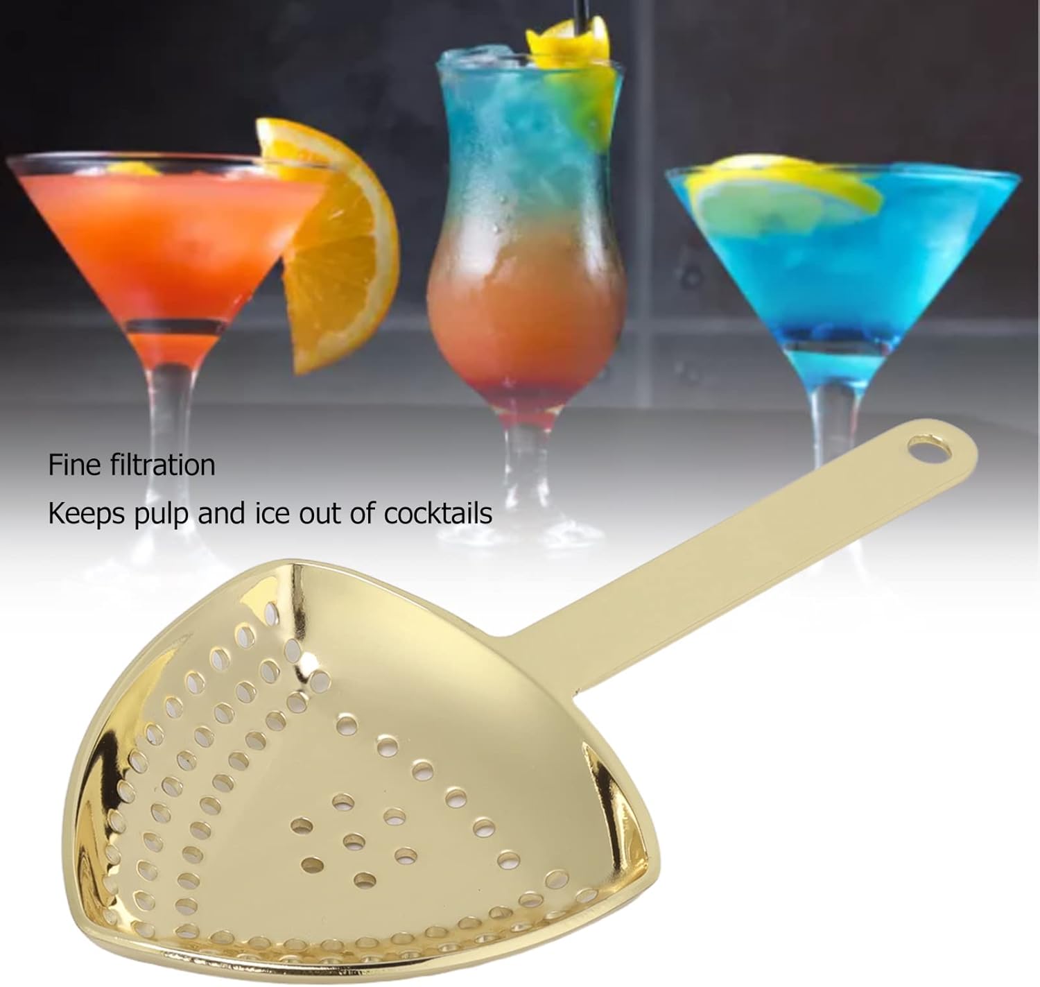 OUKENS Julep Strainer - Triangular Cocktail Strainer for Home Commercial Bars