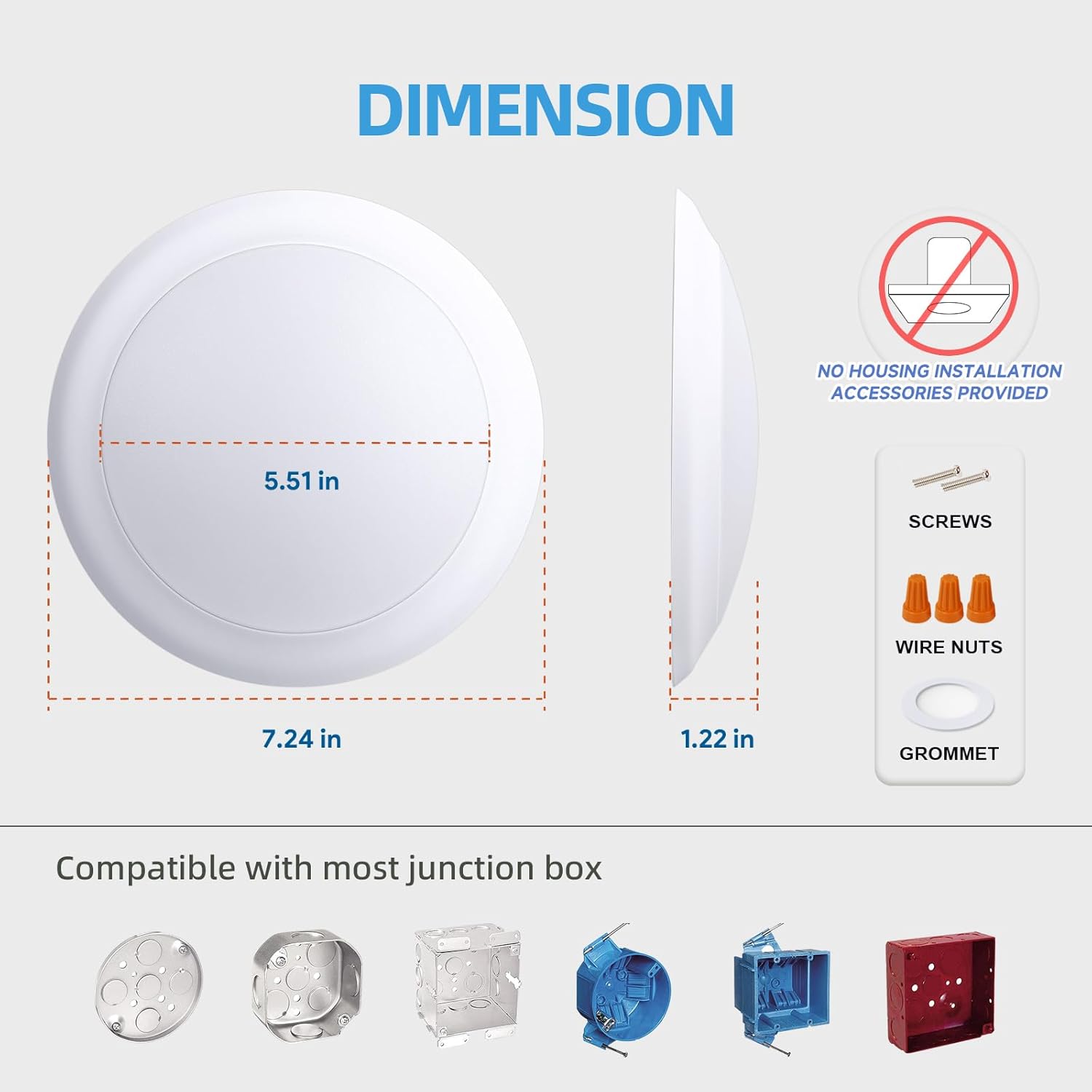 ECOELER 6 Pack LED Flush Mount Ceiling Light 165W 3000K Warm White Dimmable