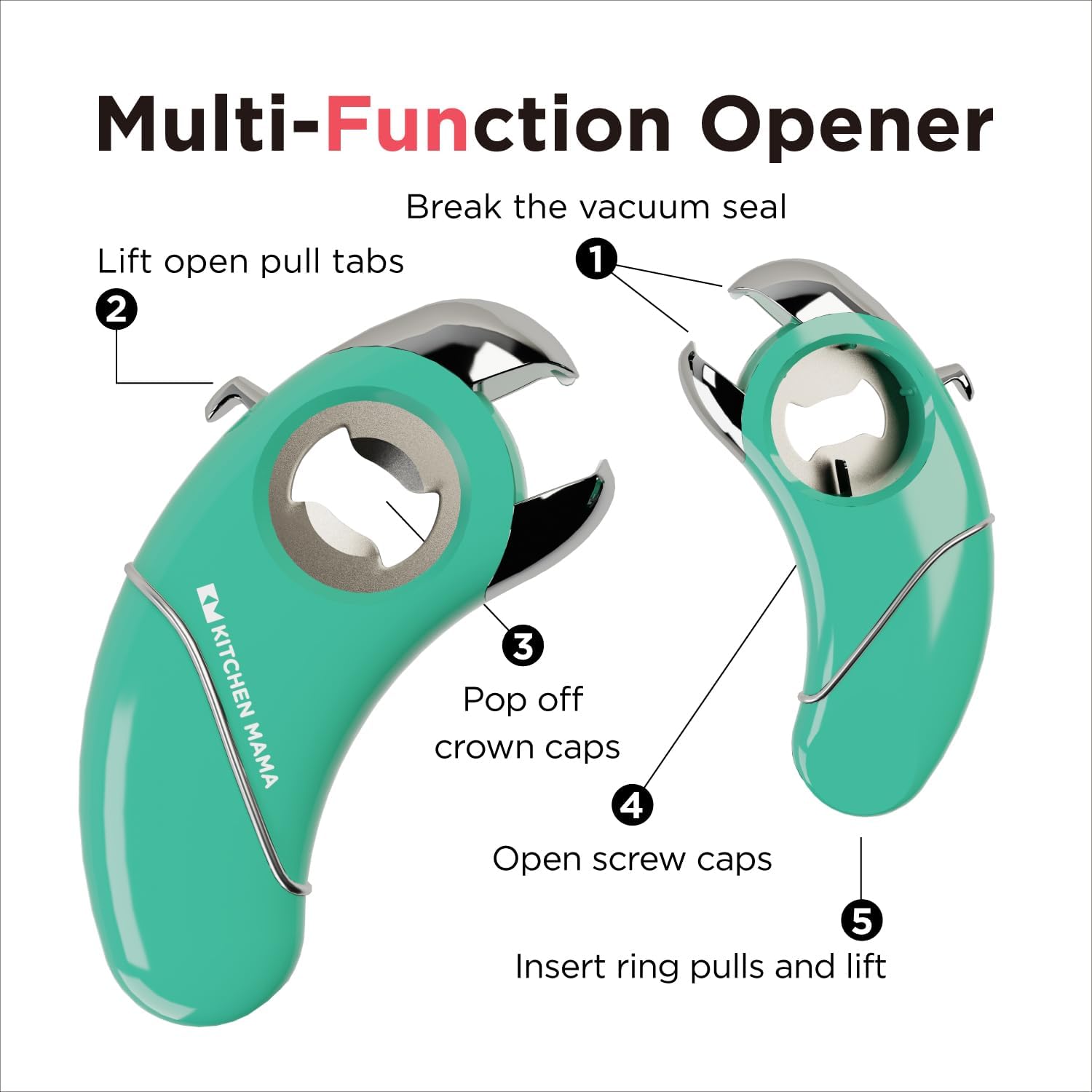 Kitchen Mama Epic One Multifunction Opener Teal 1
