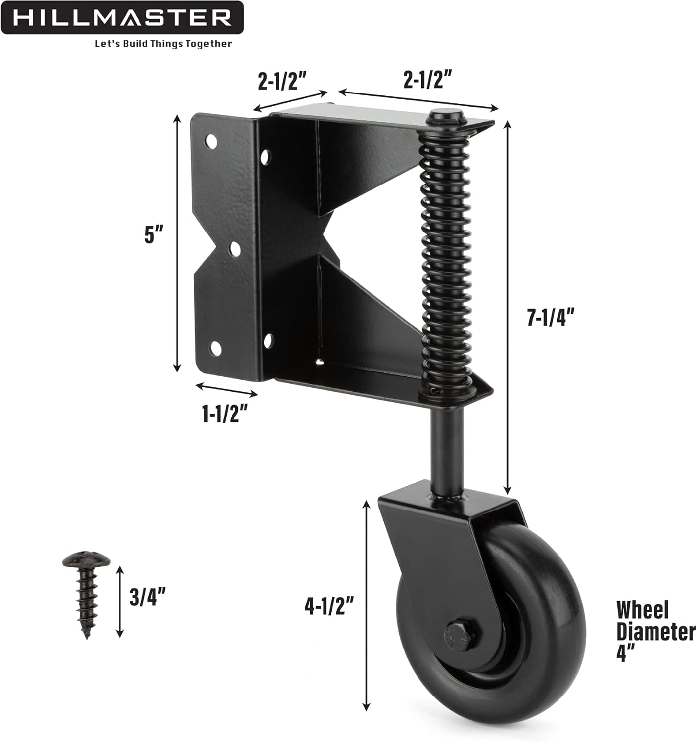 Sturdy 4-Inch Gate Wheel Kit for Outdoor Fences