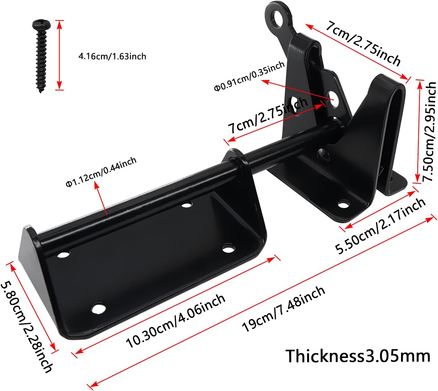 Durable Outswinging Gate Latch with Gravity Security Cable Puller Black