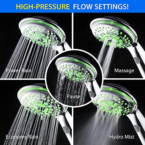 Hotel Spa Rechargeable LED Handheld Shower 5 Modes Chrome Finish
