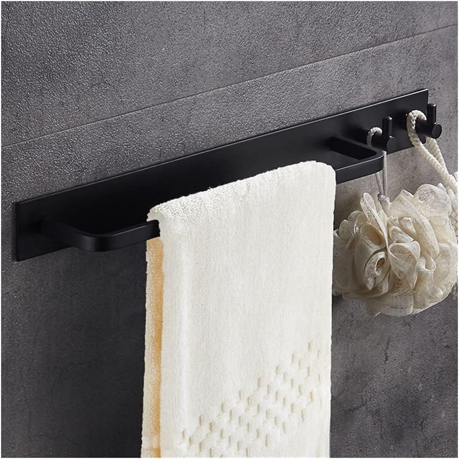 ANNBKA Black Aluminum Towel Bar with 2 Hooks 1