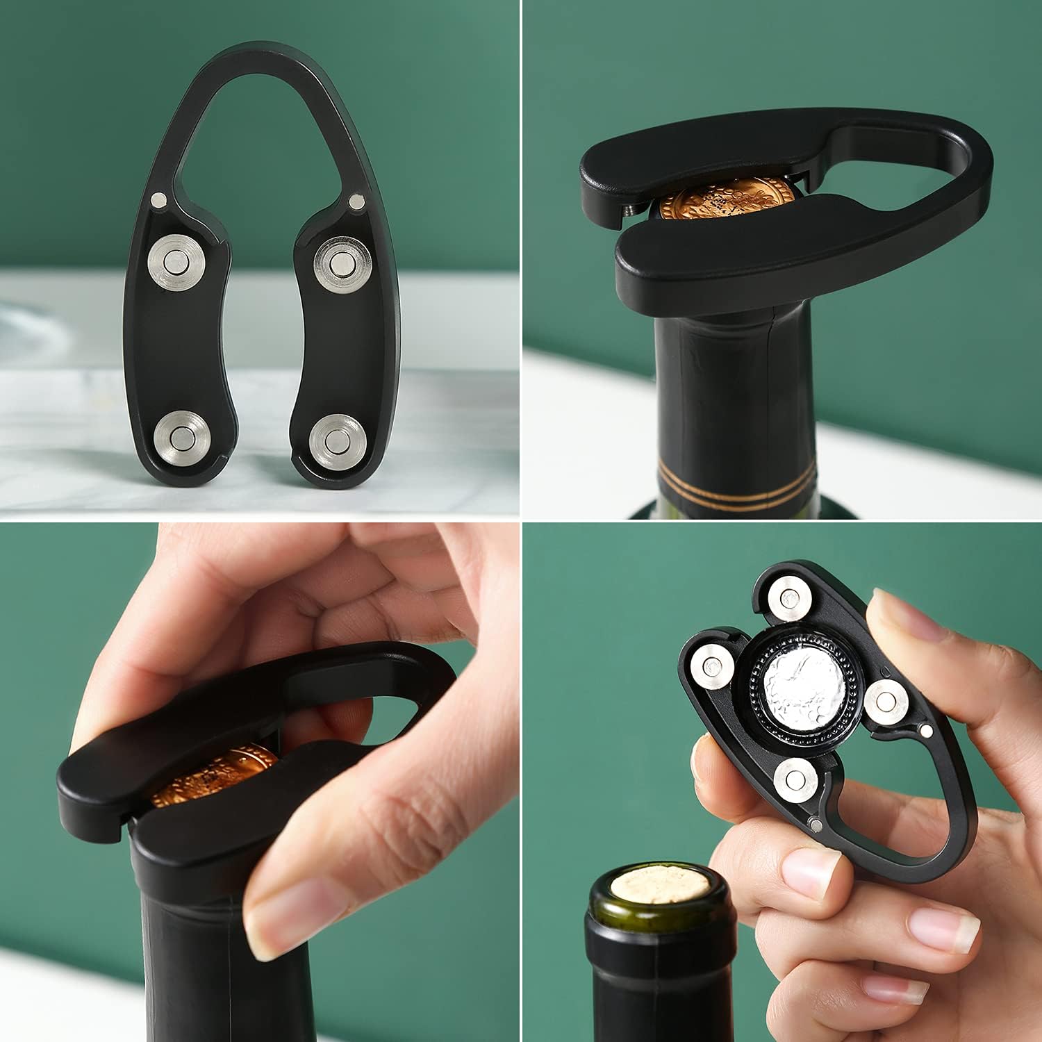 OHMAXHO 4 Pack Magnetic Wine Foil Cutter Tool Black 1