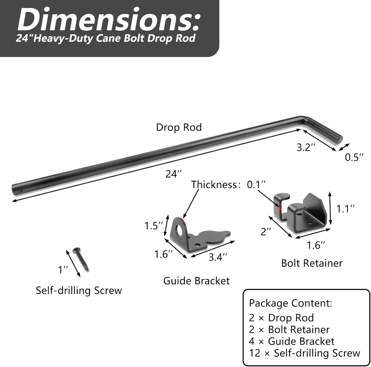24 Cane Bolt Gate Drop Rod