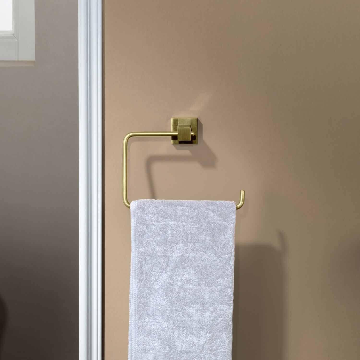 KIBI Cube Bath Towel Ring - Brushed Gold