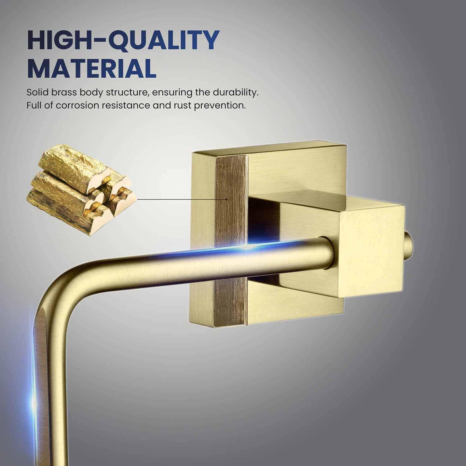 KIBI Cube Bath Towel Ring - Brushed Gold