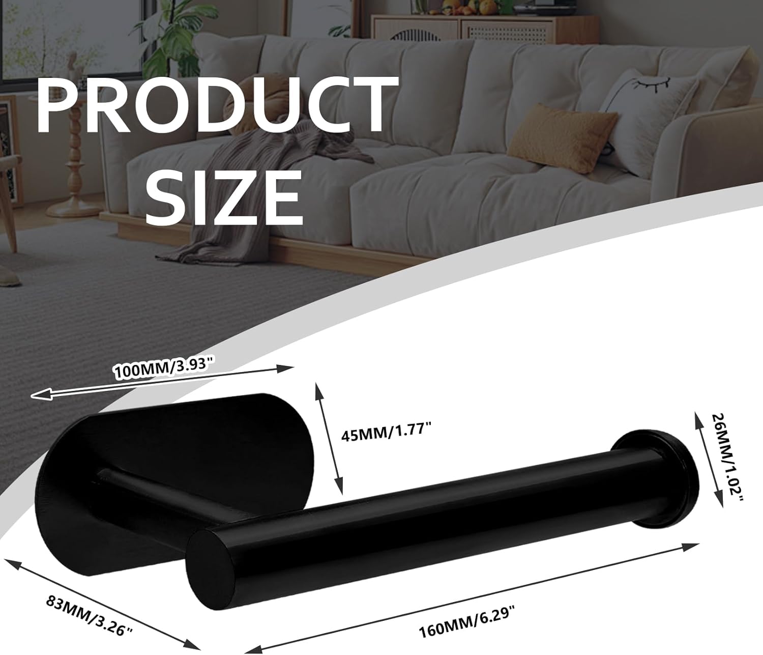 Verkelly Stainless Steel Self Adhesive Toilet Paper Holder Black