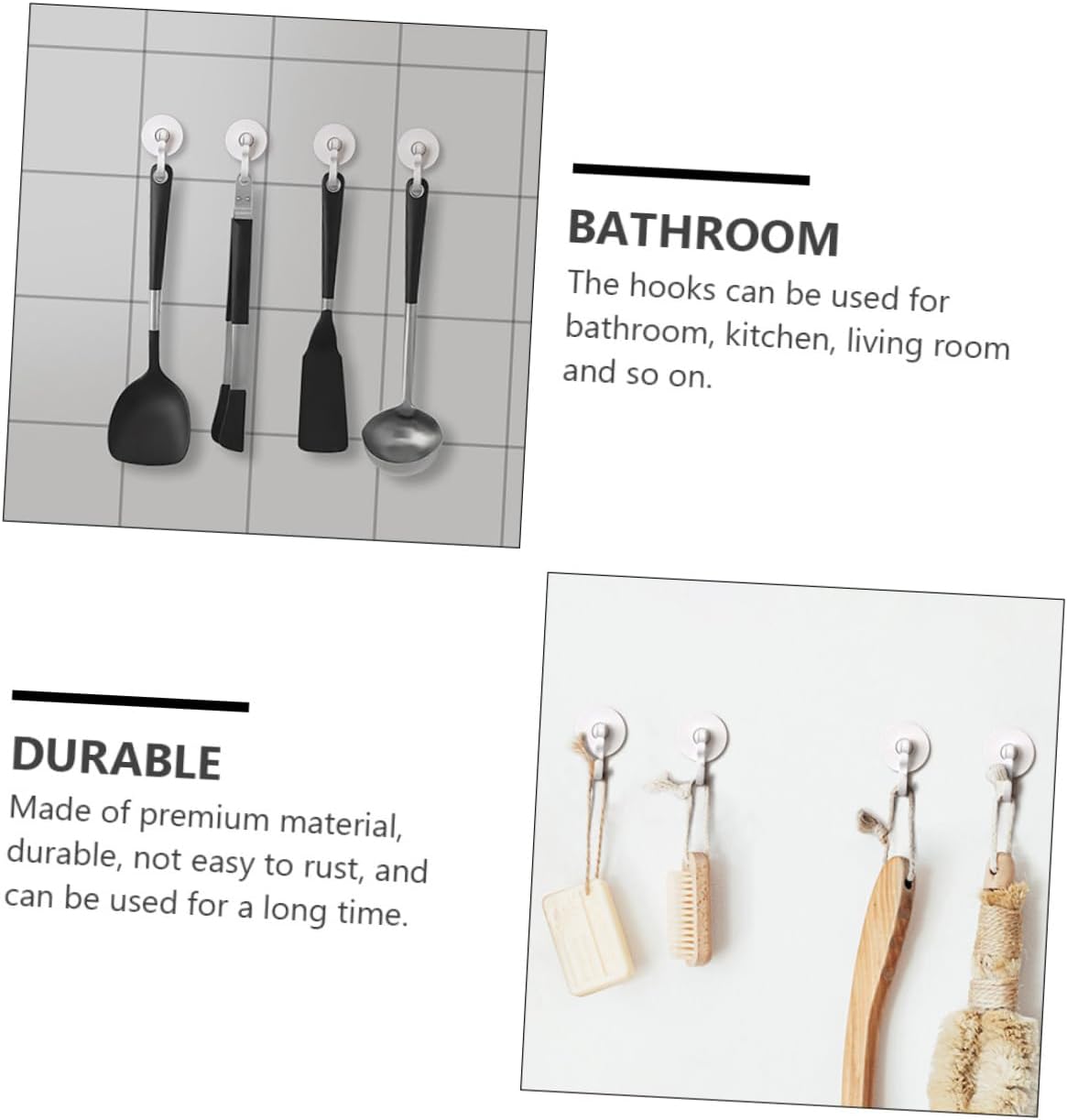 PRETYZOOM 3pcs Adhesive Hooks for Shower and Kitchen 1