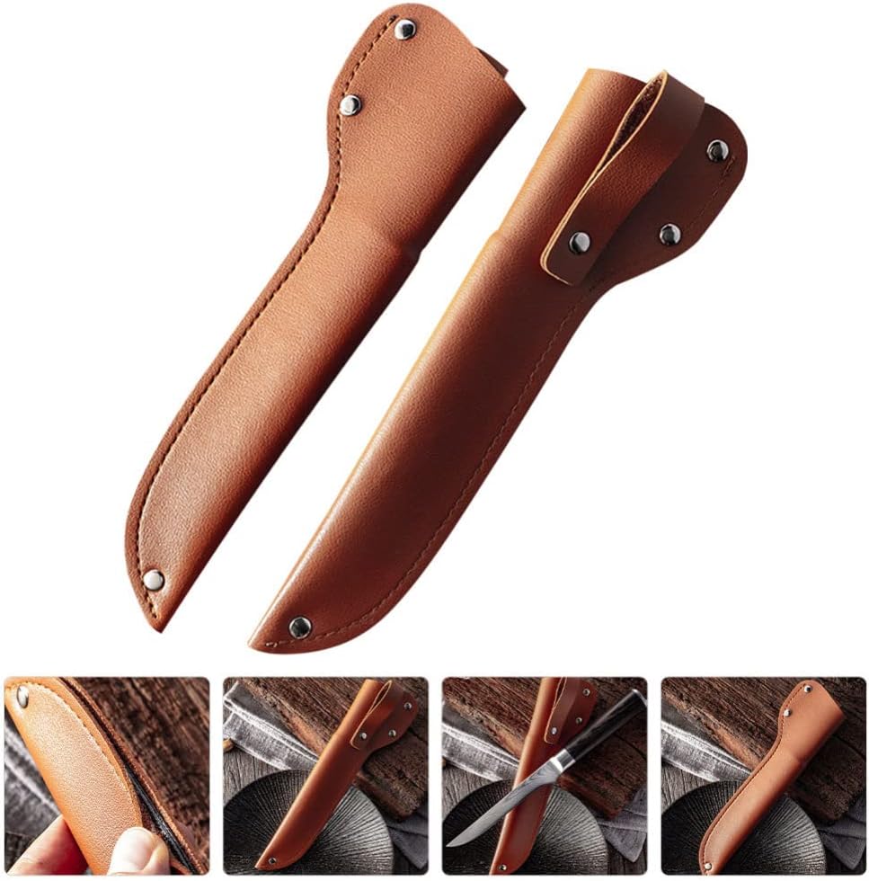 TOPBATHY 2pcs Leather Fish Filleting Knife Guards with Belt Loop