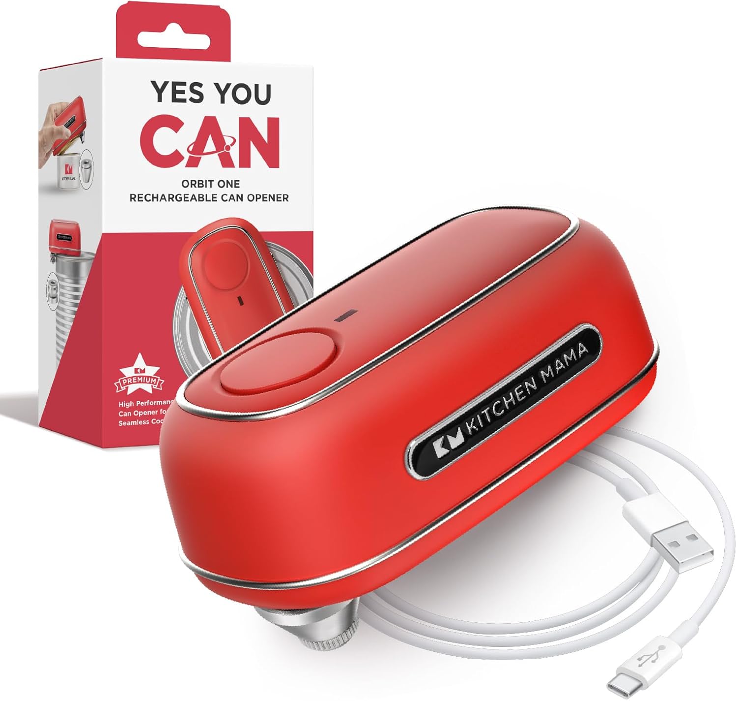Kitchen Mama Orbit One Electric Can Opener Red