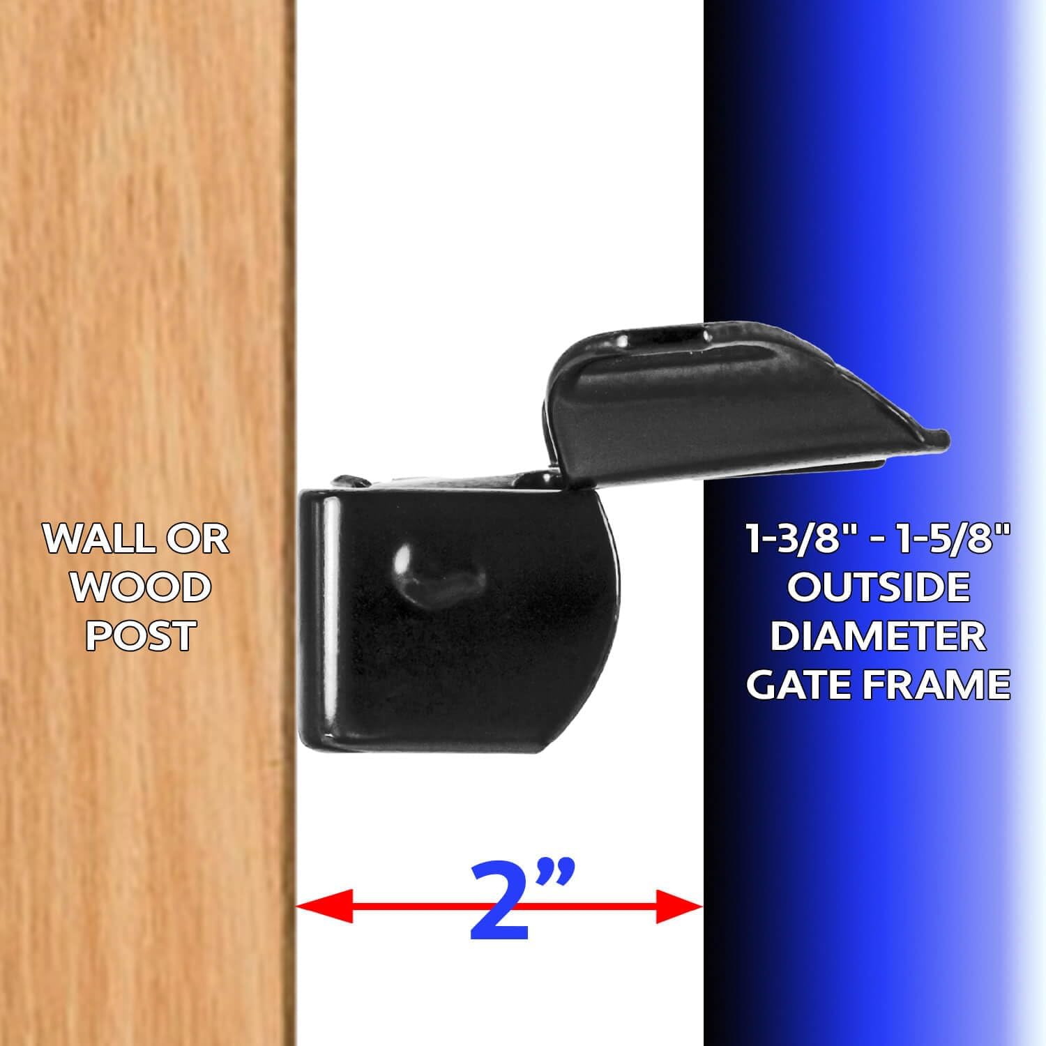 Black Wall Mount Butterfly Latch for Gate Doors