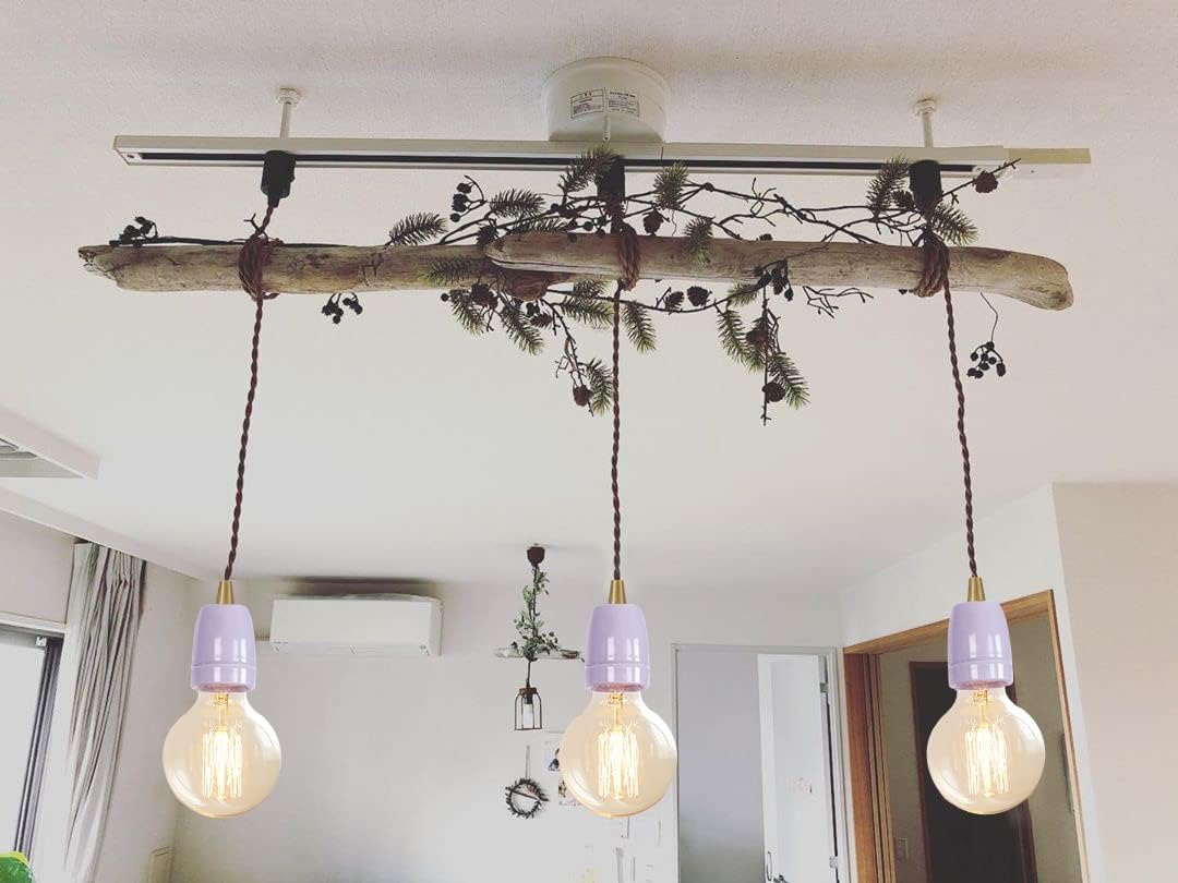 KAYYELAMP Purple E26 Ceramic Track Pendant Light Set of Three