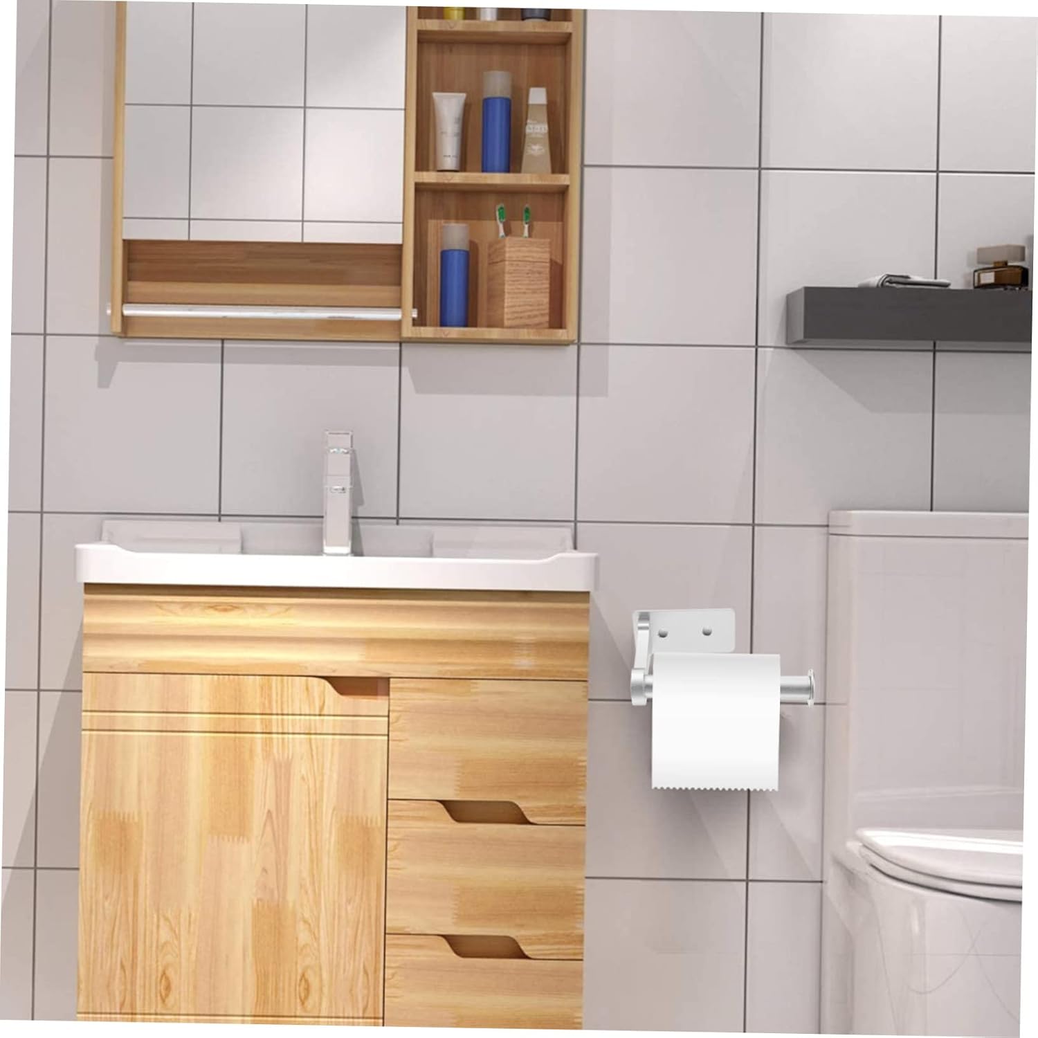 SEWACC Bathroom Paper Holder Metal Tissue Shelf