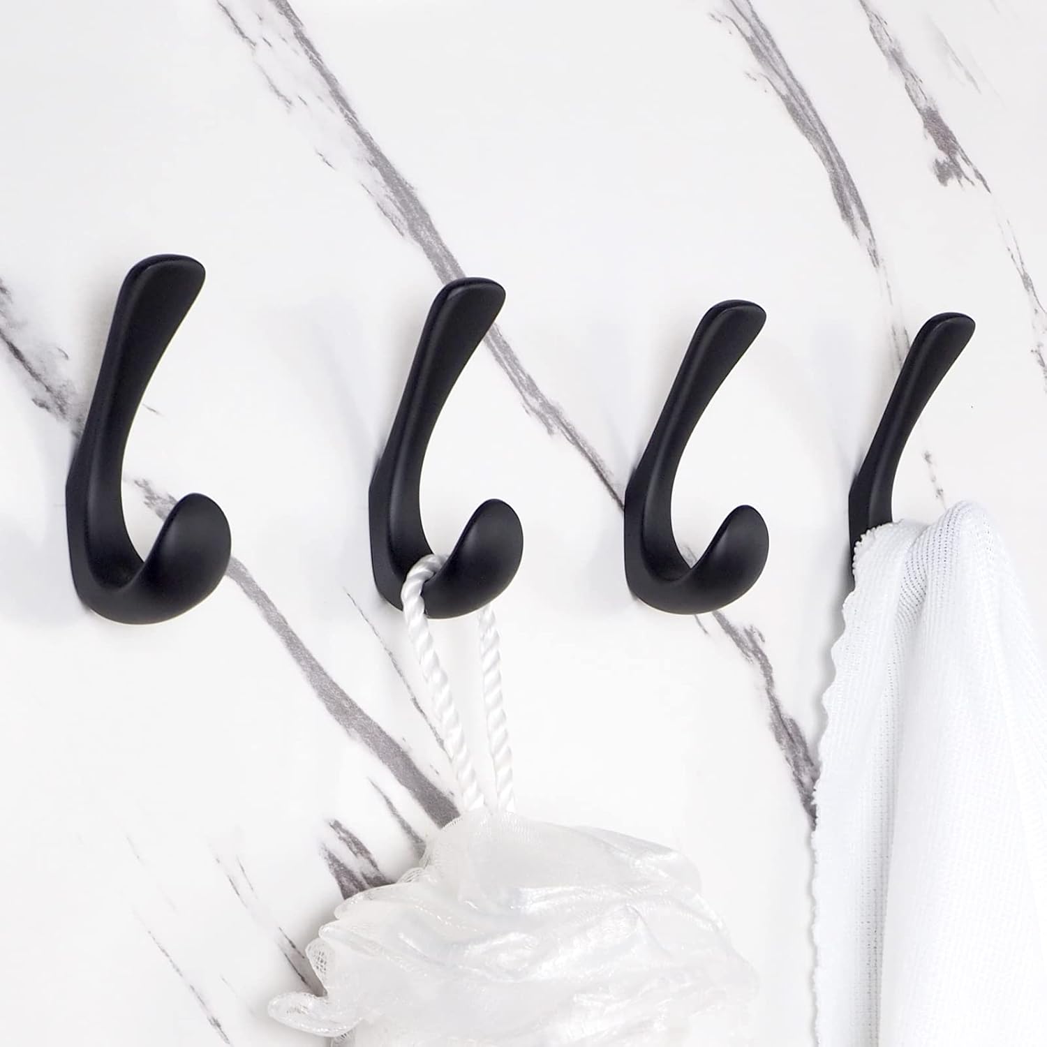 Metaliby 4 Pack Matte Black Towel Hooks for Wall Mount