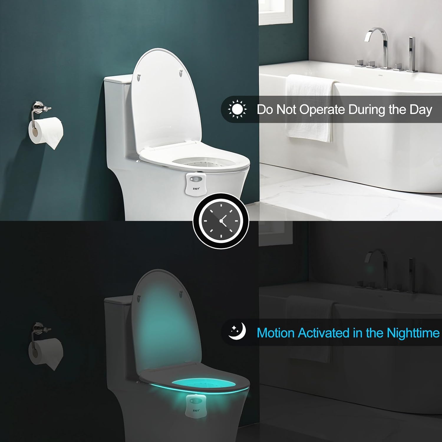 ZSZT Toilet Night Light with 8 Color Options
