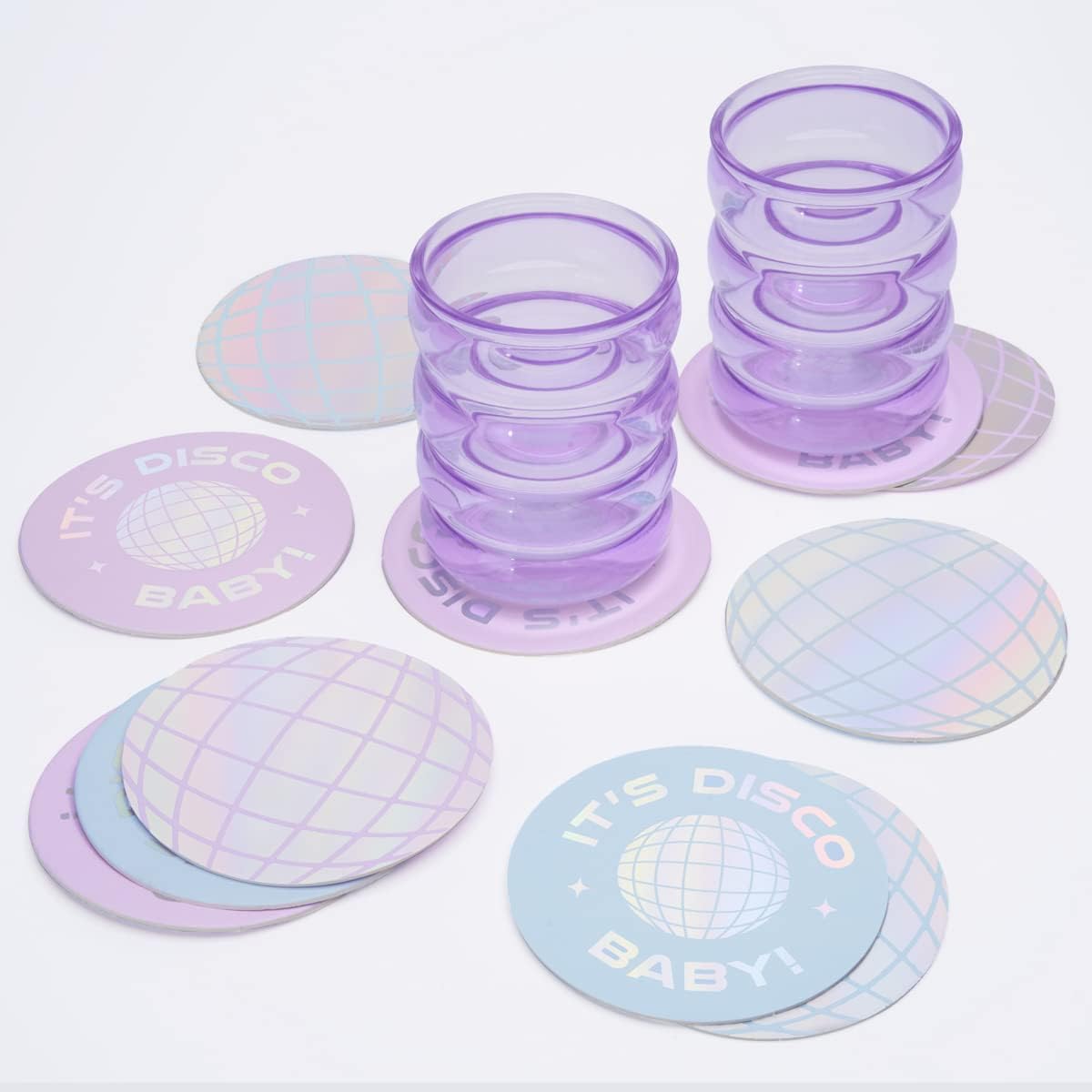 Xo Fetti Disco Party Drink Coasters - 16 pcs