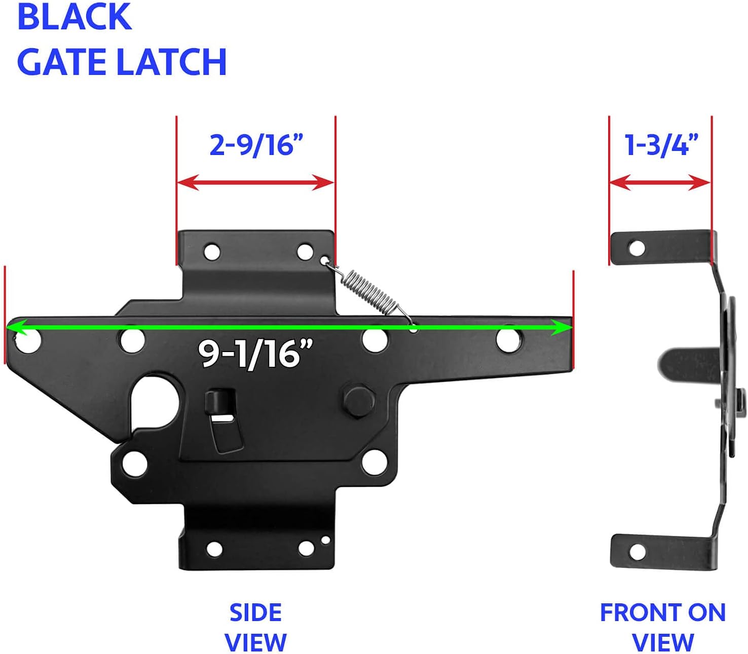 Sturdy Black Vinyl Gate Latch with Mounting Hardware