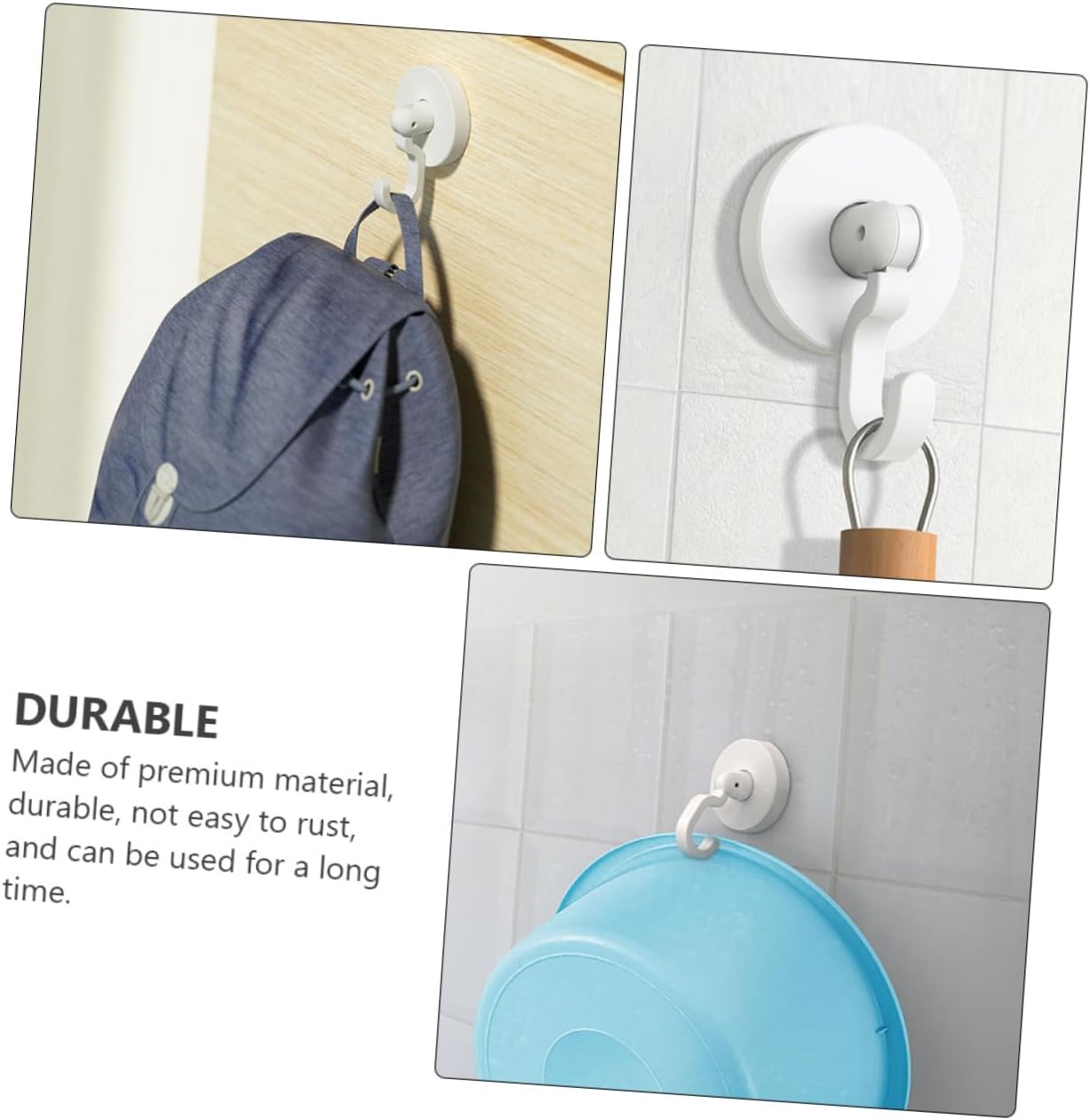 Happyyami 3pcs Self-Adhesive Wall Hooks for Bathroom Kitchen Door Hanger