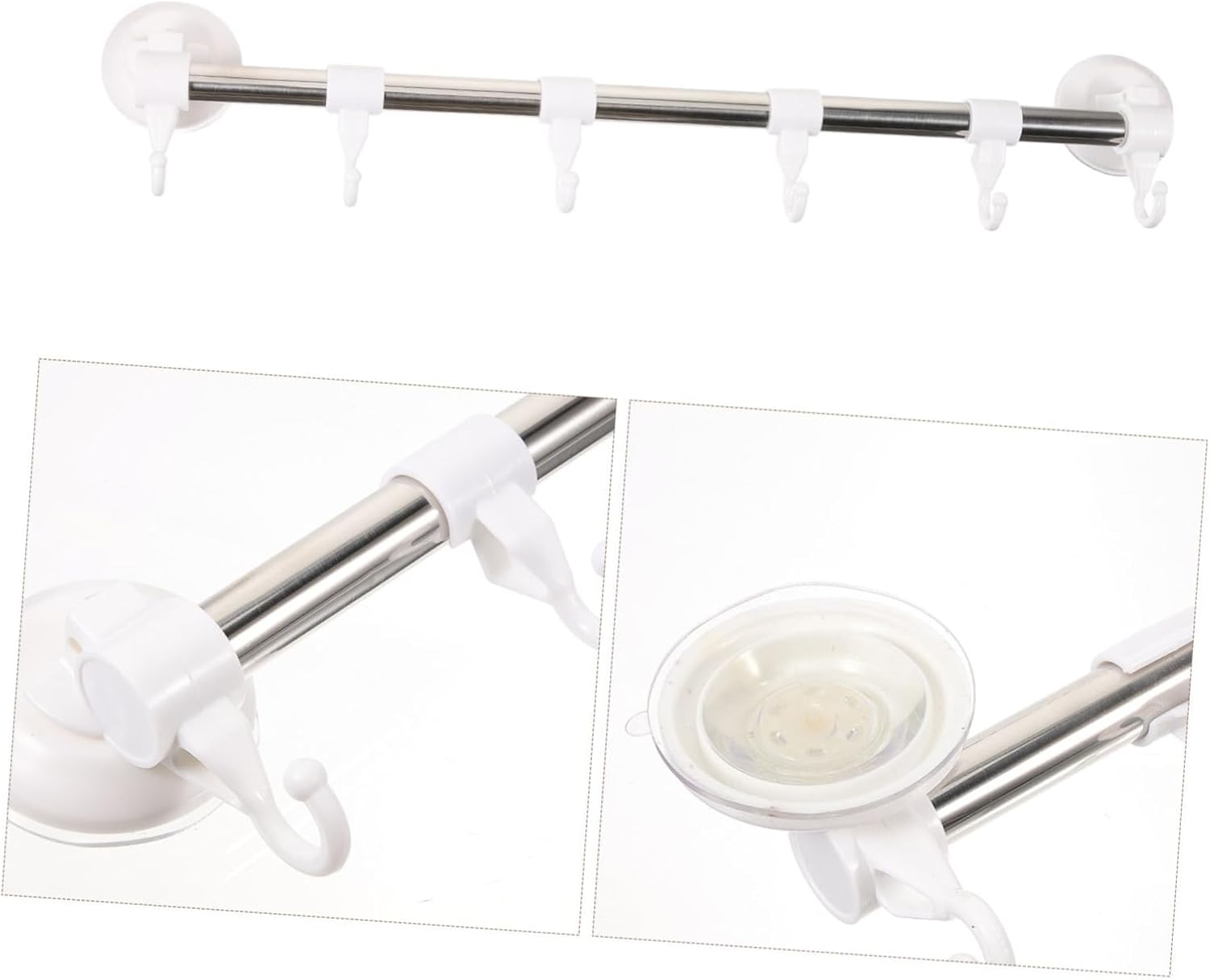 Holibanna Stainless Steel Suction Cup Towel Holder with 6 Hooks