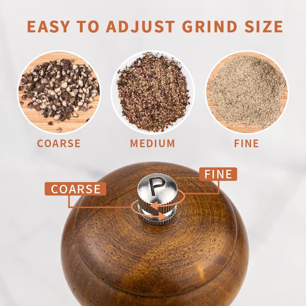 XWXO Oak Wood Salt Pepper Grinder Set - Pack of 2