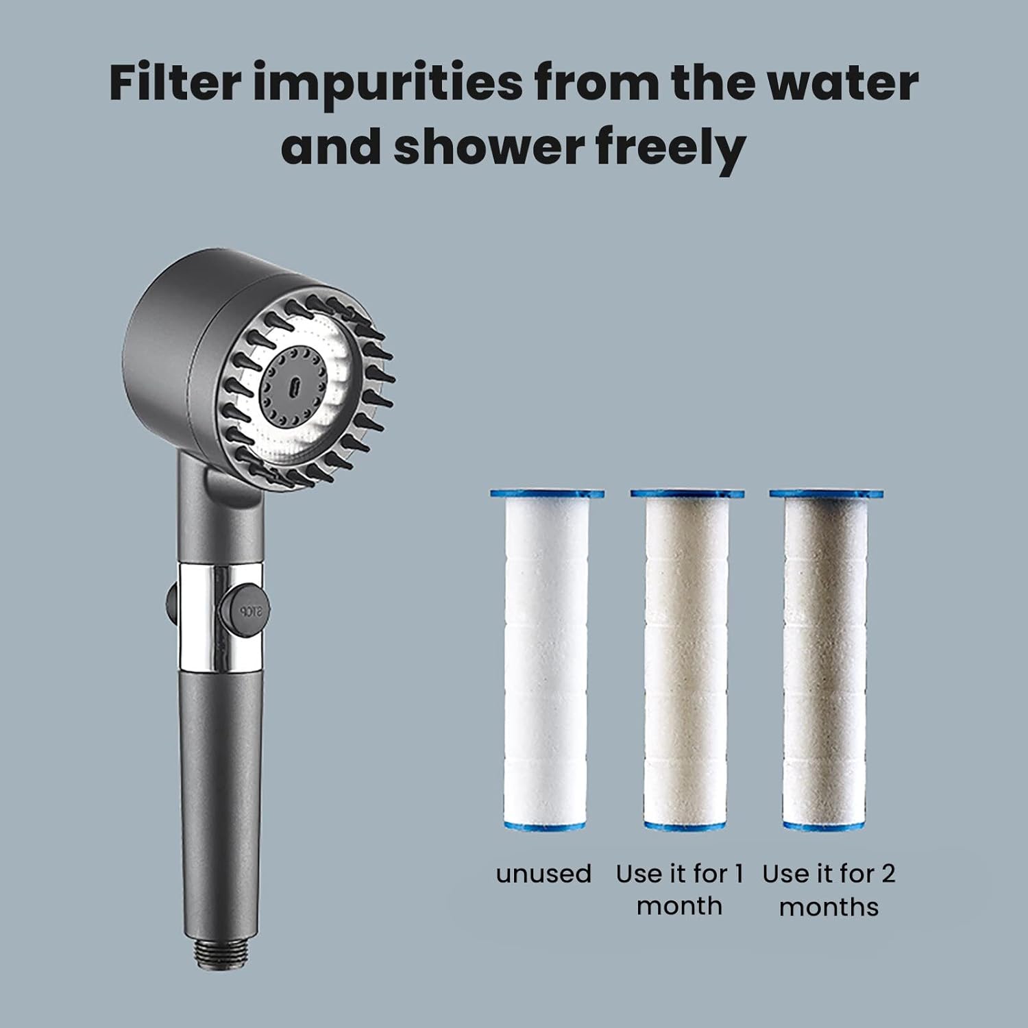 Relaxing High-Pressure Massage Shower Head with Pause Function