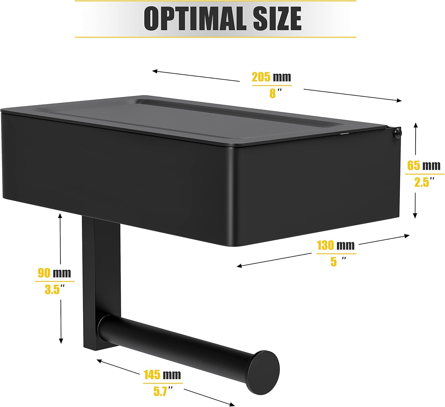 Matte Black Self-Adhesive Toilet Paper Holder