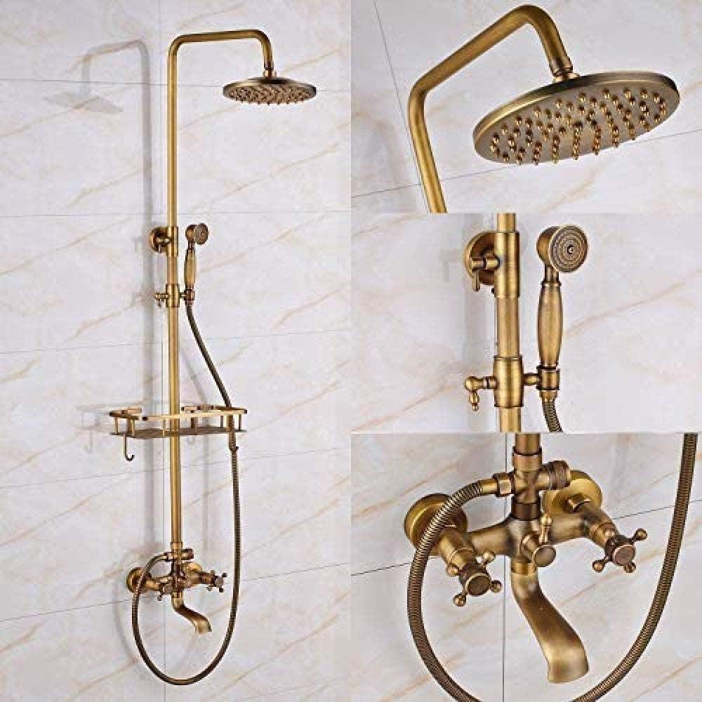 Antique Brass Rain shower with Storage Basket