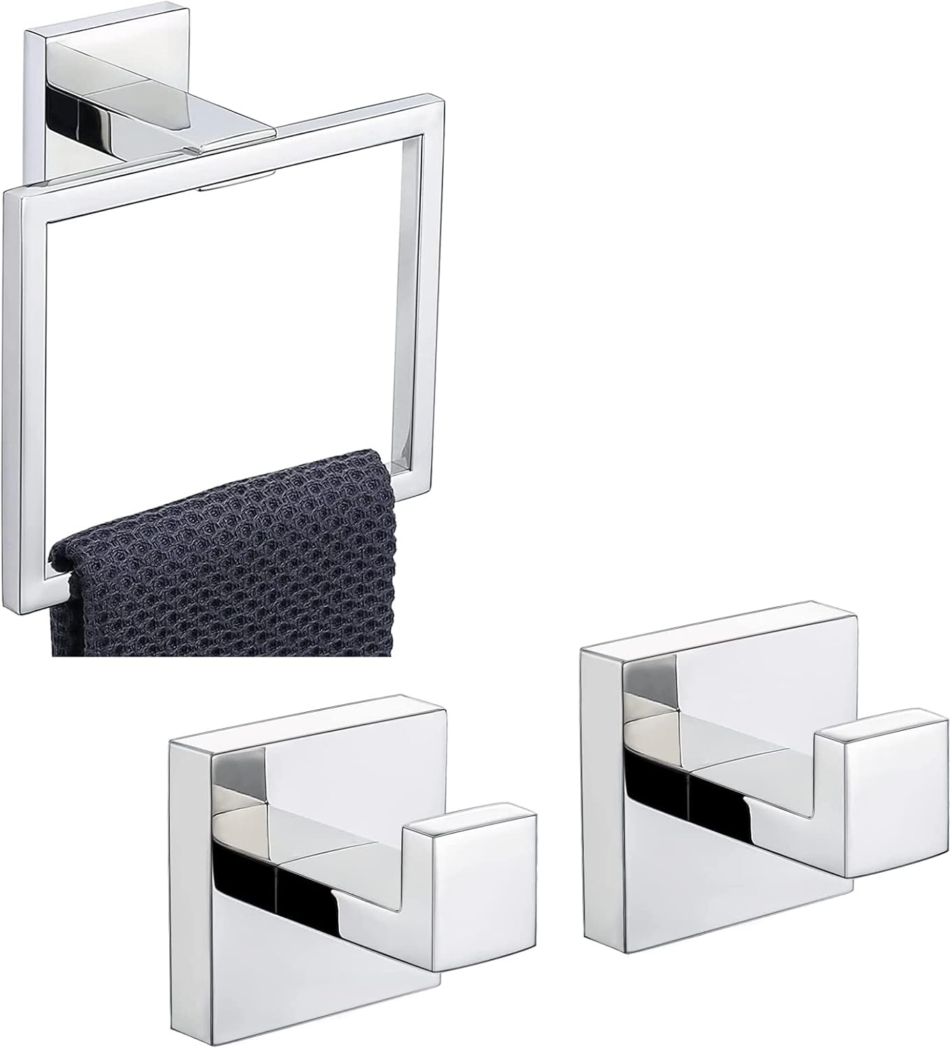 TQKAG Square Towel Ring Hooks for Bath and Kitchen