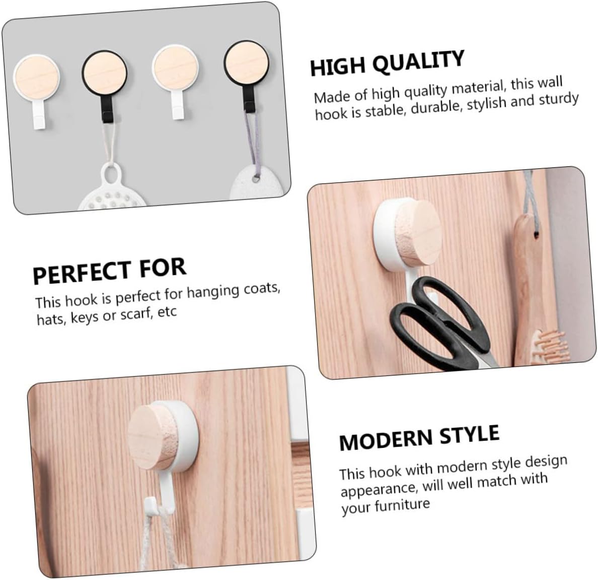 HEALLILY 10 Pack Strong Round Hooks for Bathroom Kitchen Wall