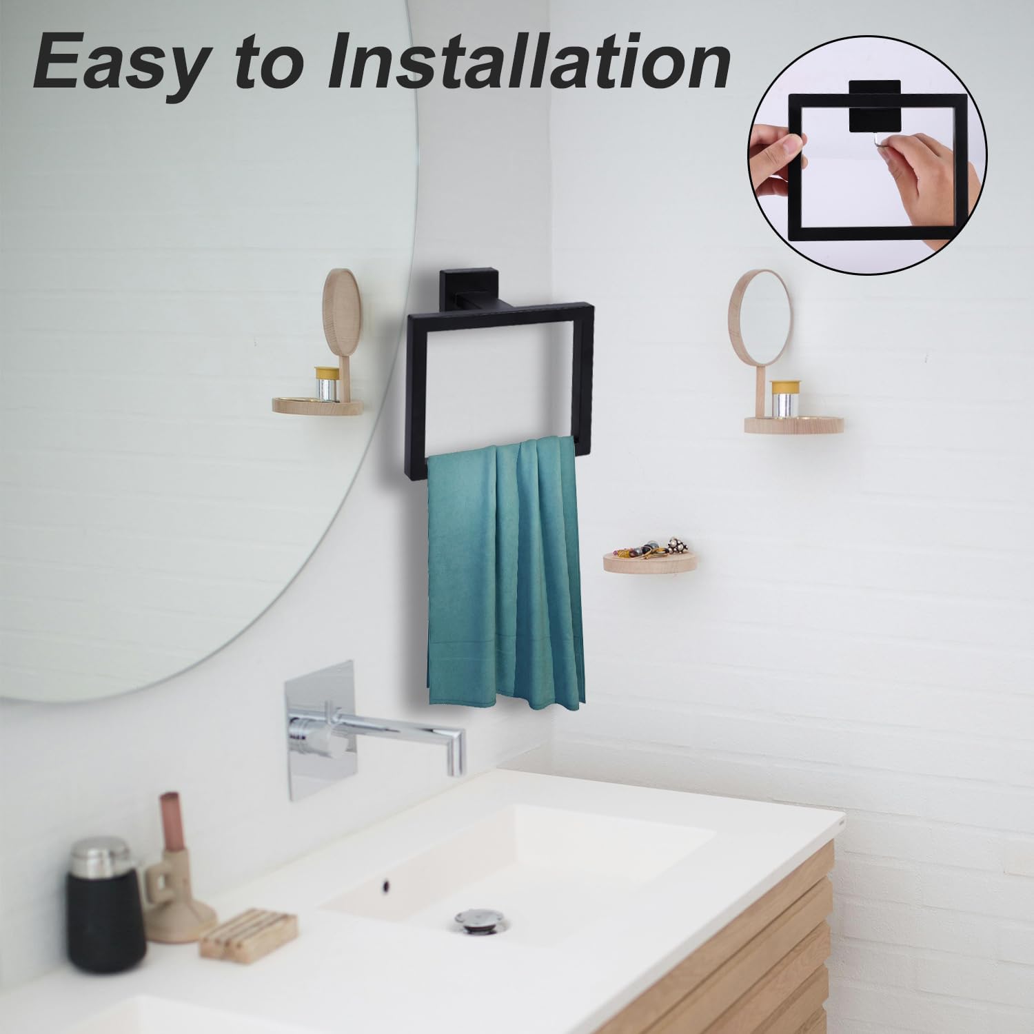 2pcs Matte Black Towel Holder for Bathroom 1