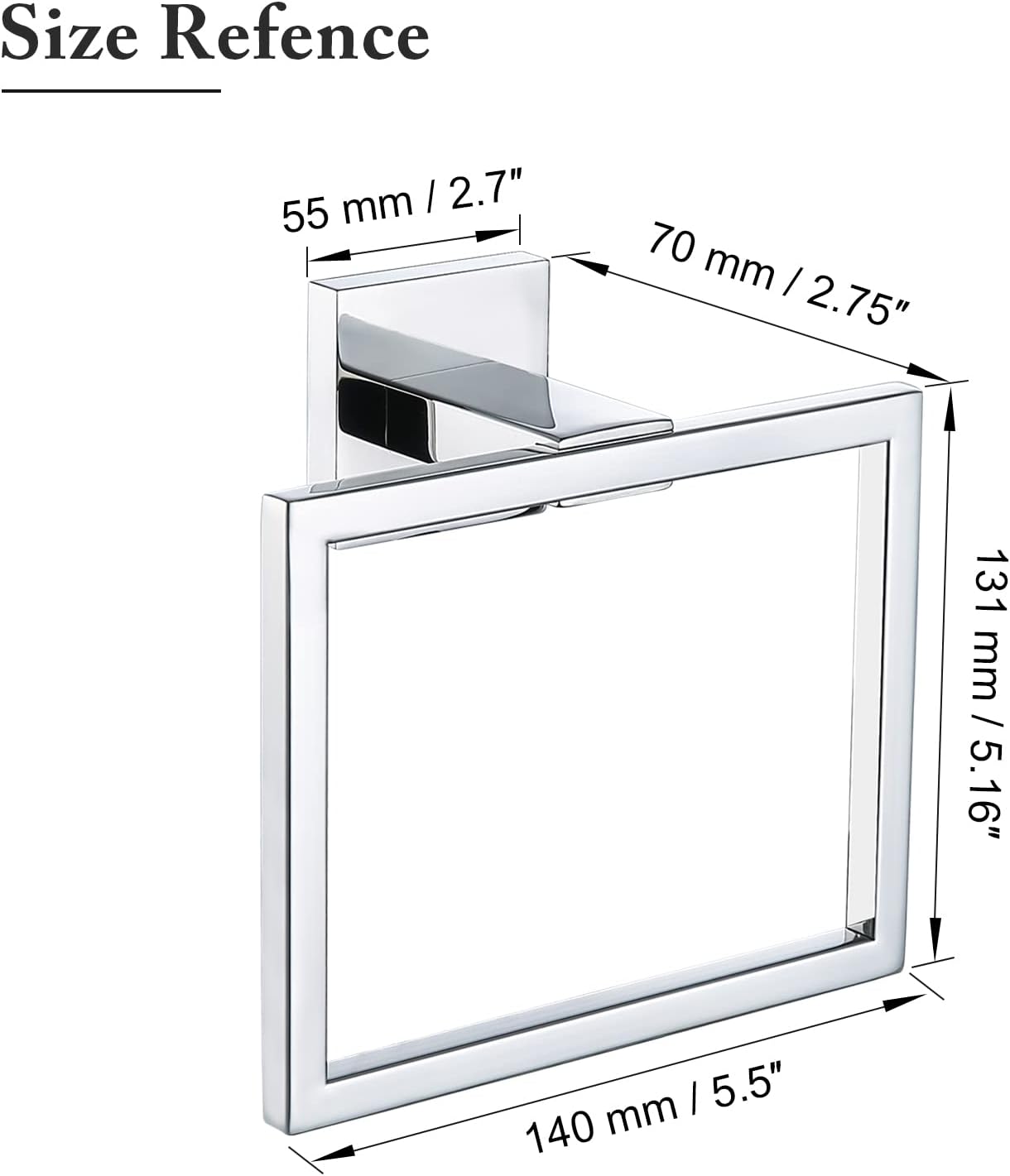 TQKAG Square Towel Ring Hooks for Bath and Kitchen