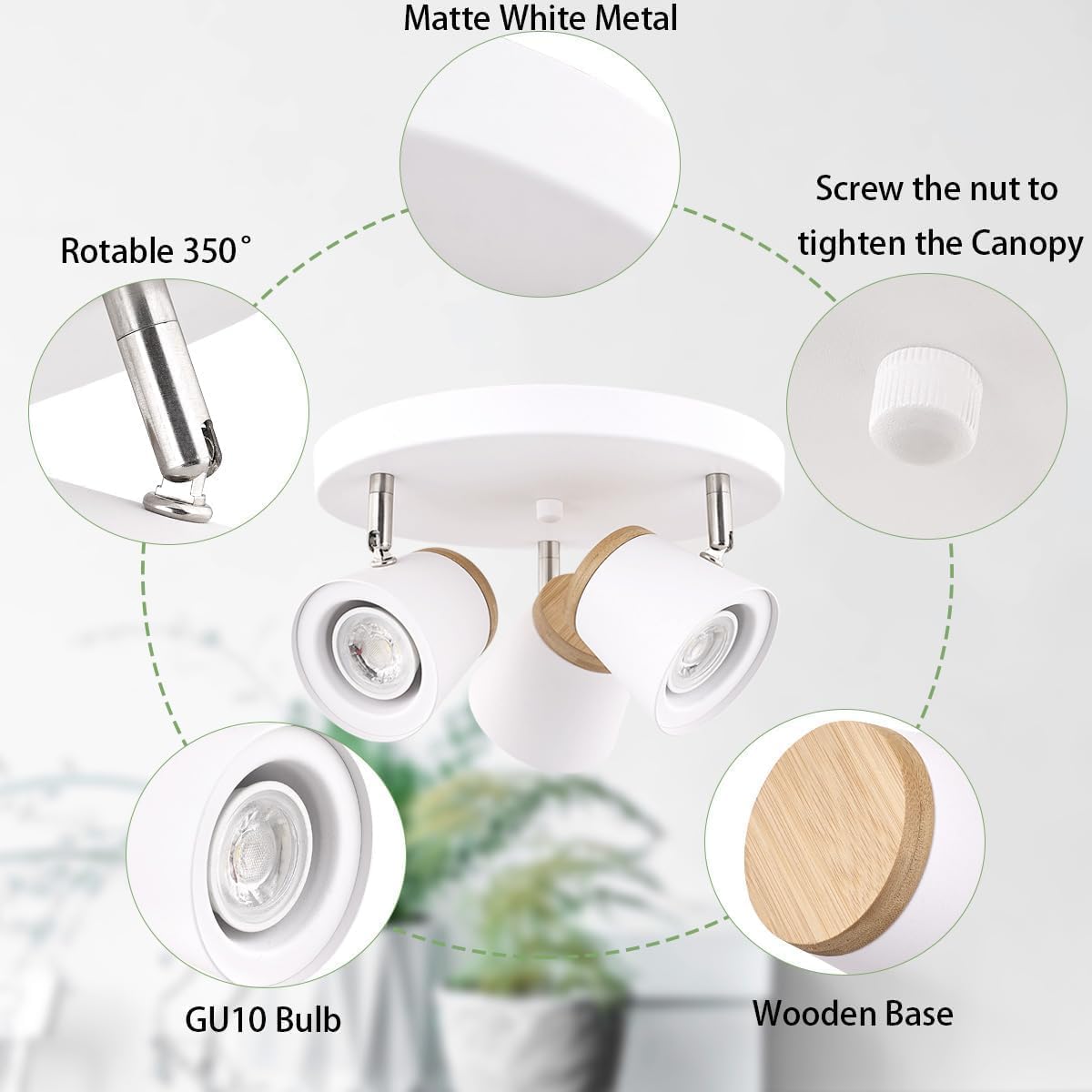 TeHenoo 3-Light Ceiling Spotlight with Bamboo Accent