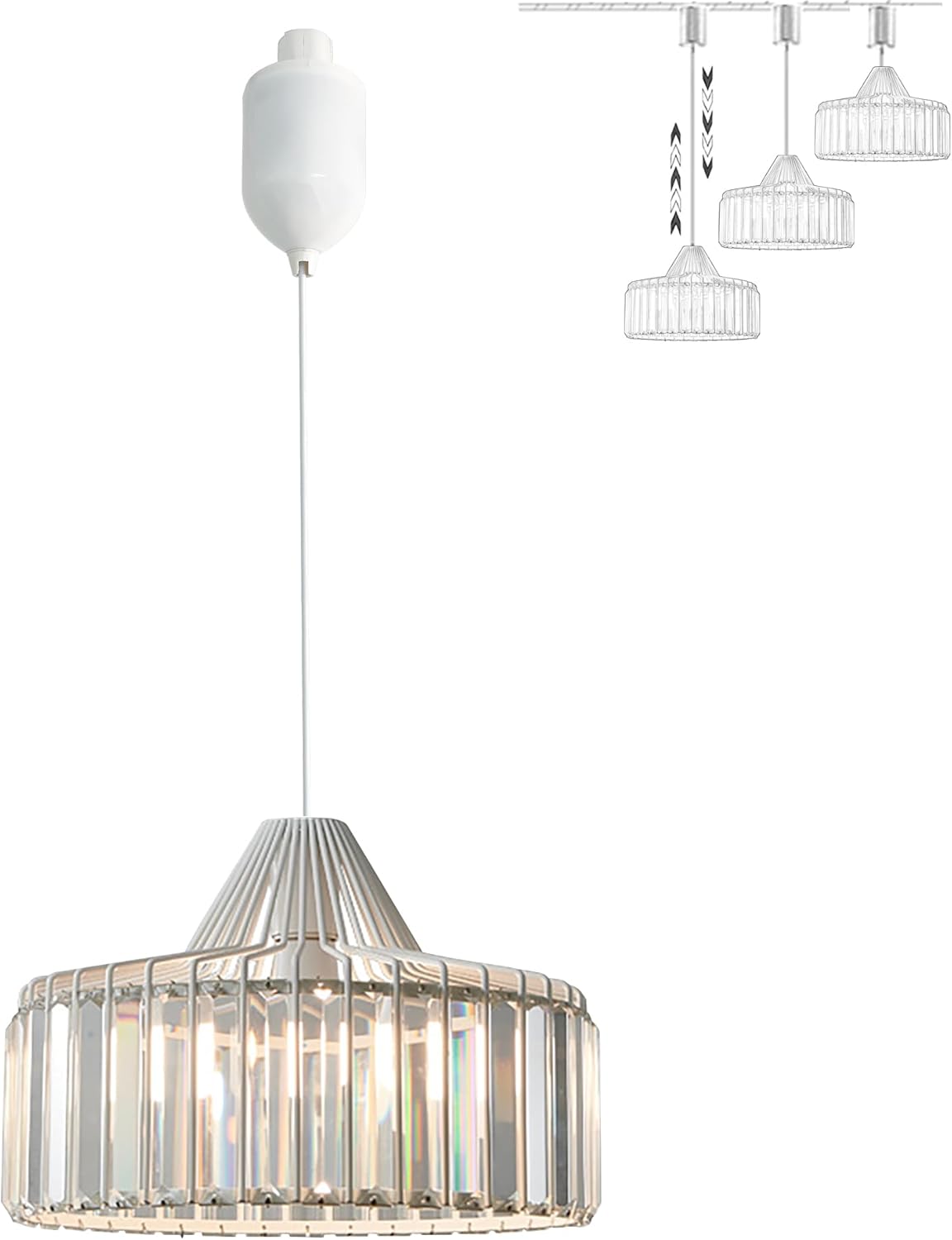 SKIVTGLAMP H Track Pendant Light Clear Crystal Adjustable Dimmable