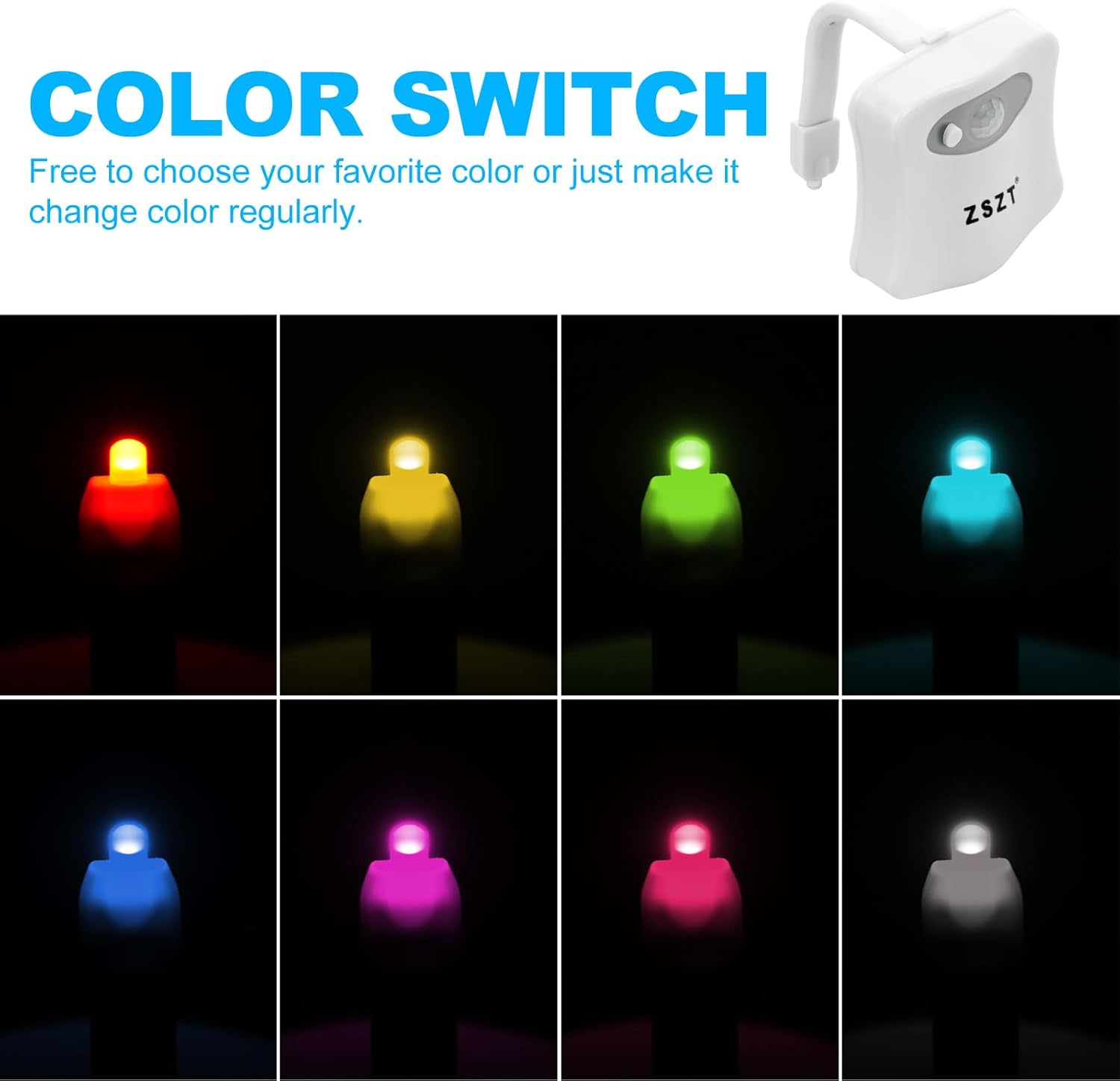 ZSZT Toilet Night Light with 8 Color Options