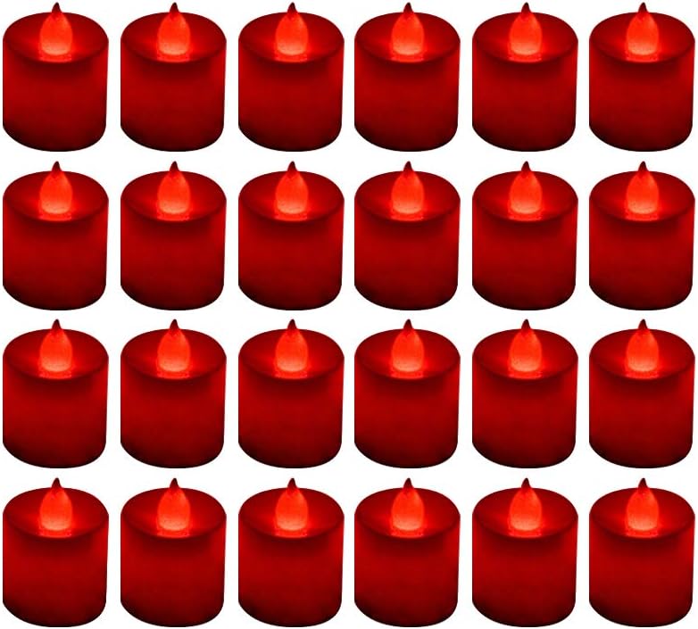 LANKER 24 Pack Red Flameless LED Tea Lights