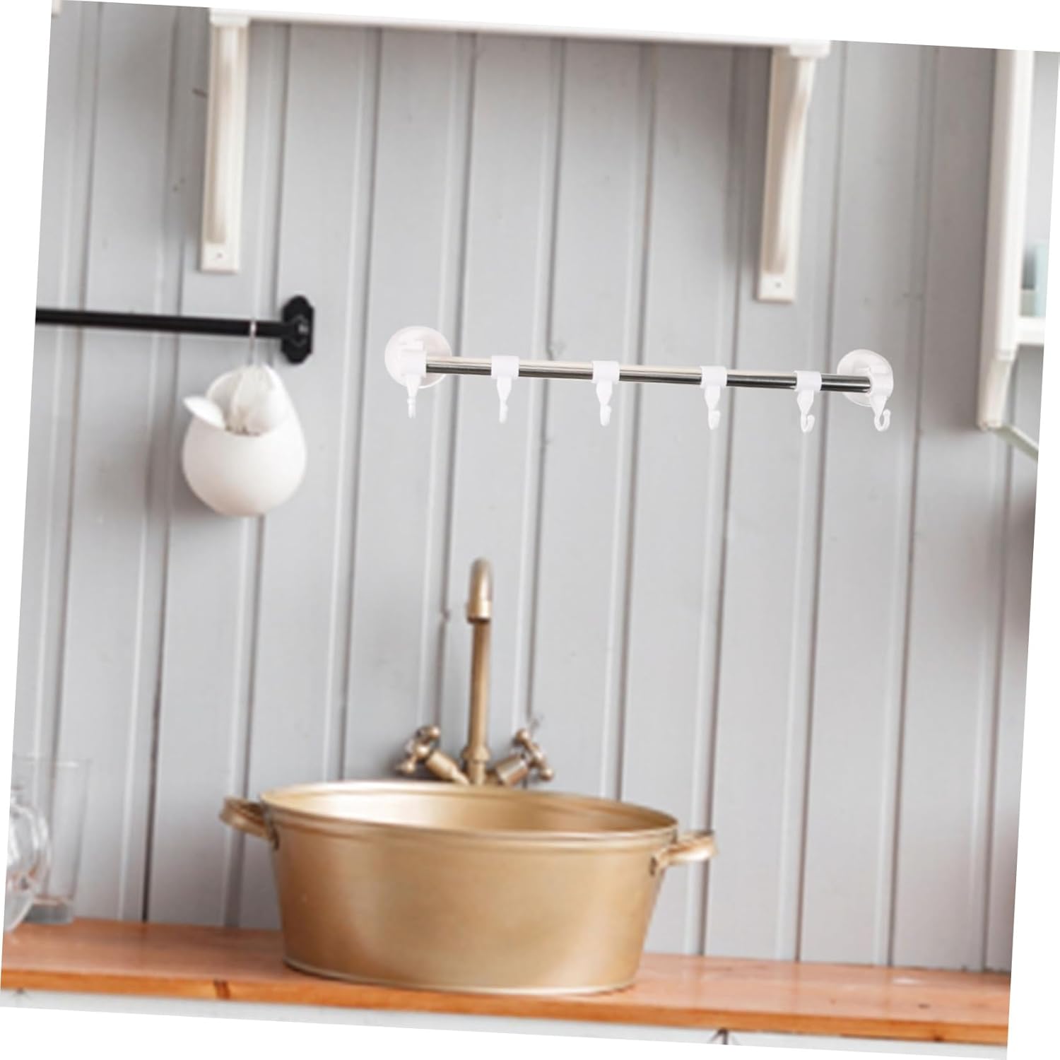 Adjustable Suction Cup Towel Bar No Drill for Bathroom and Kitchen