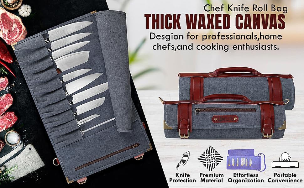 Leaflite 12-Pocket Chef Knife Roll Bag