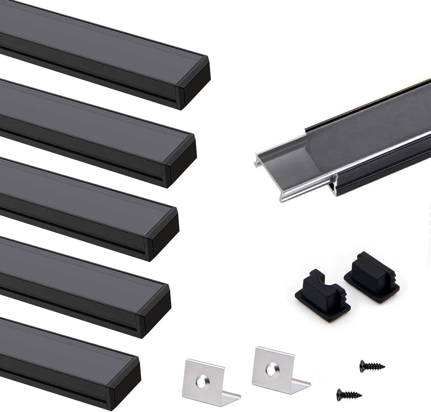 VST 6 Pack LED Aluminum Channel U Shape with Clear Cover