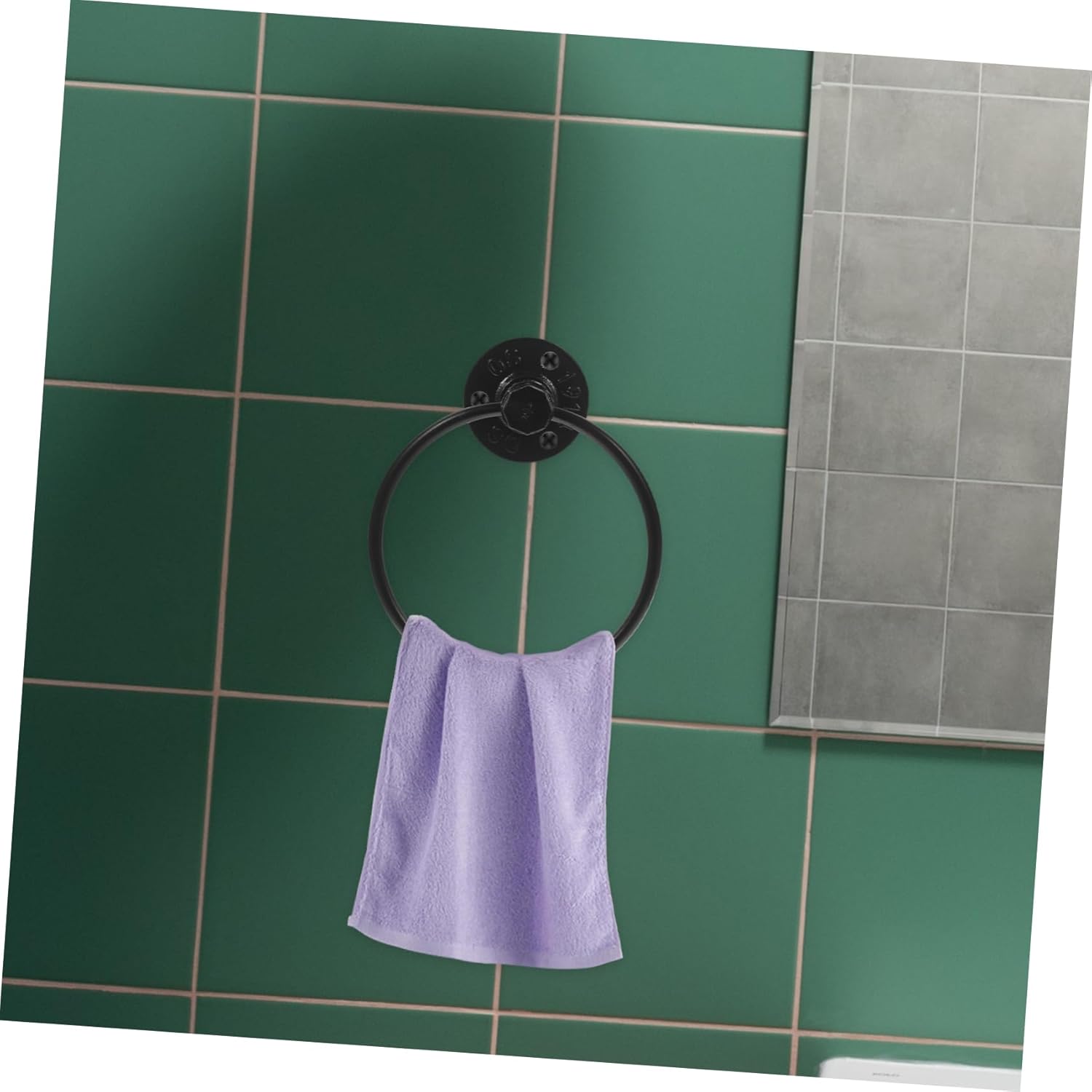 Alipis Matte Black Towel Ring Holder