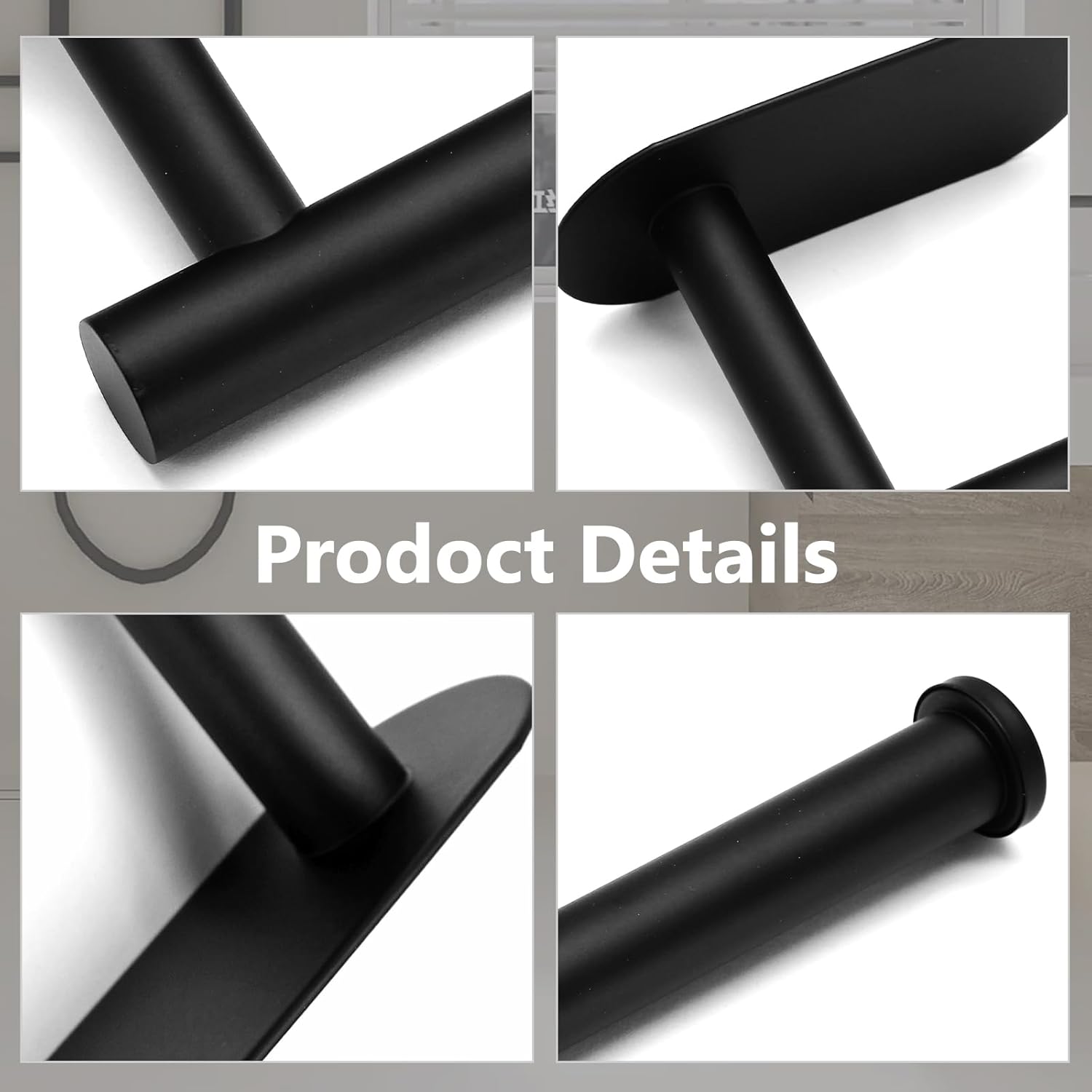 Verkelly Stainless Steel Self Adhesive Toilet Paper Holder Black