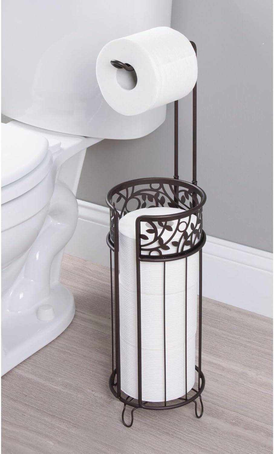 mDesign Bronze Toilet Paper Holder with Vine Design