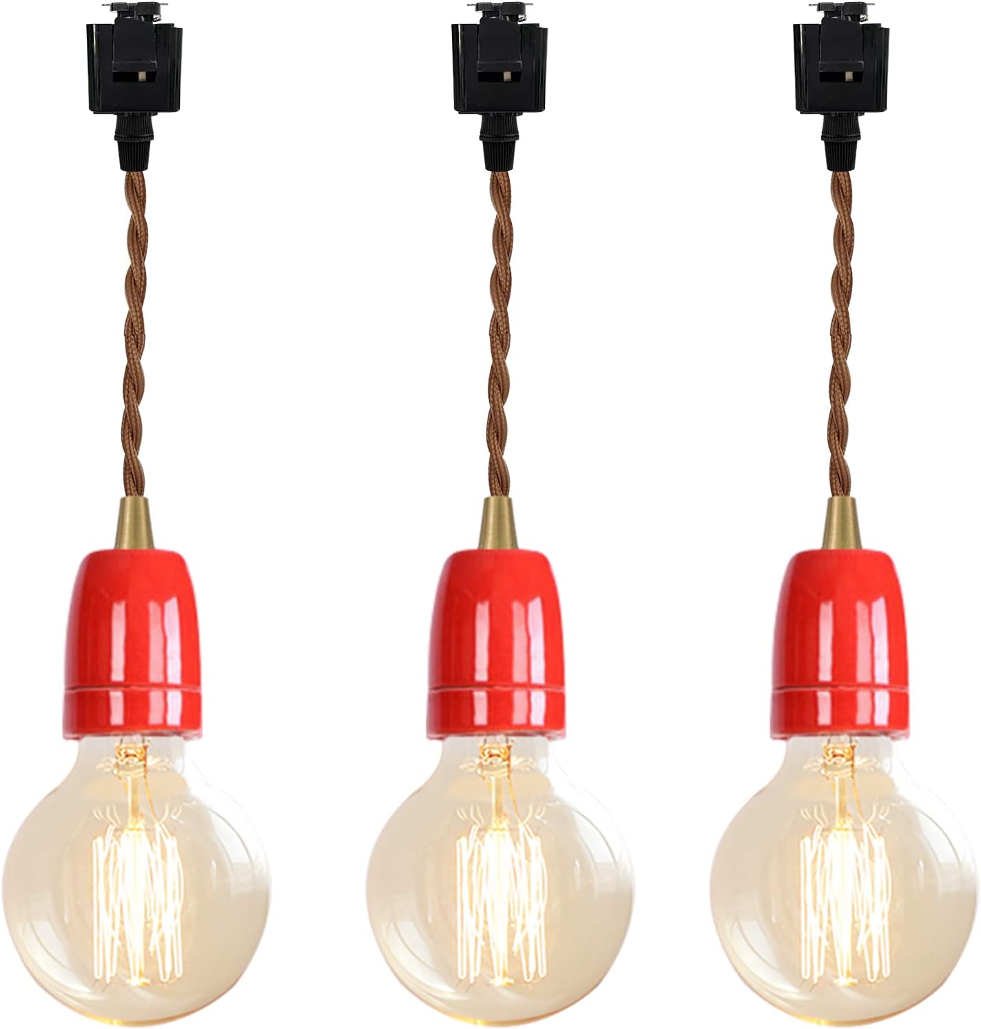 KAYYELAMP Red E26 Ceramic Base Pendants Set of Three