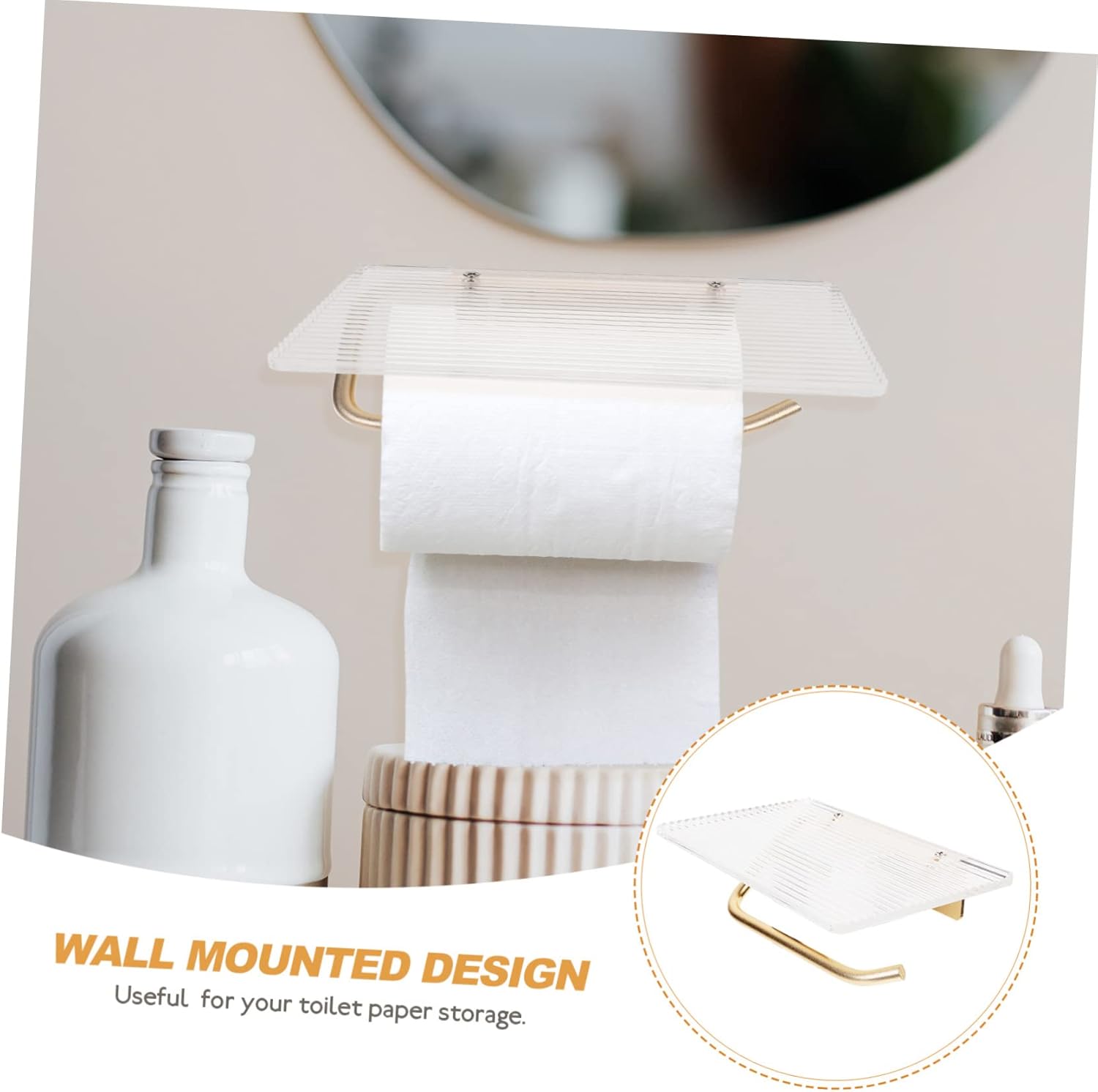 Wall-Mounted Toilet Paper Holder with Shelf