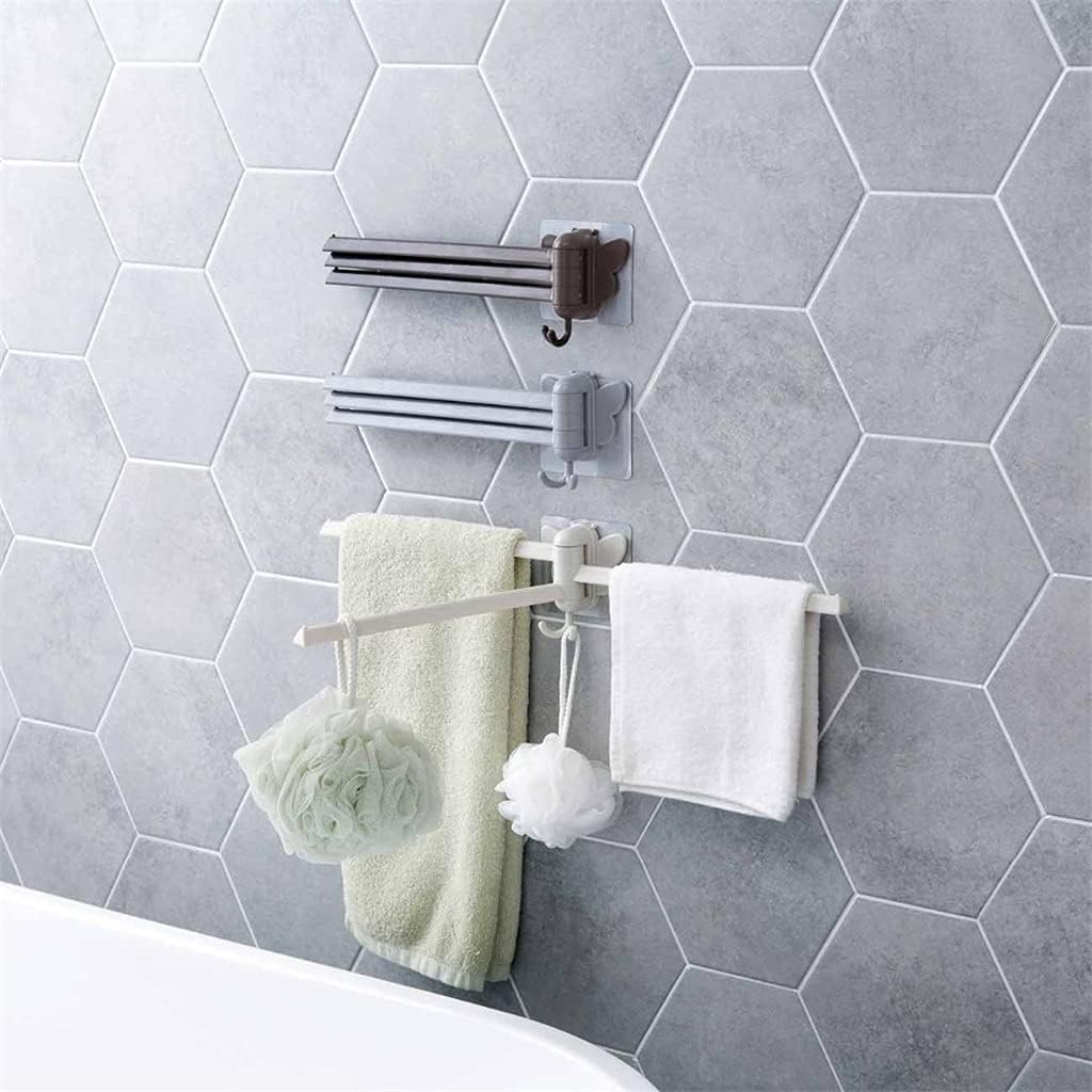 Folding Towel Rack Holder with 3 Swivel Racks - Grey and White