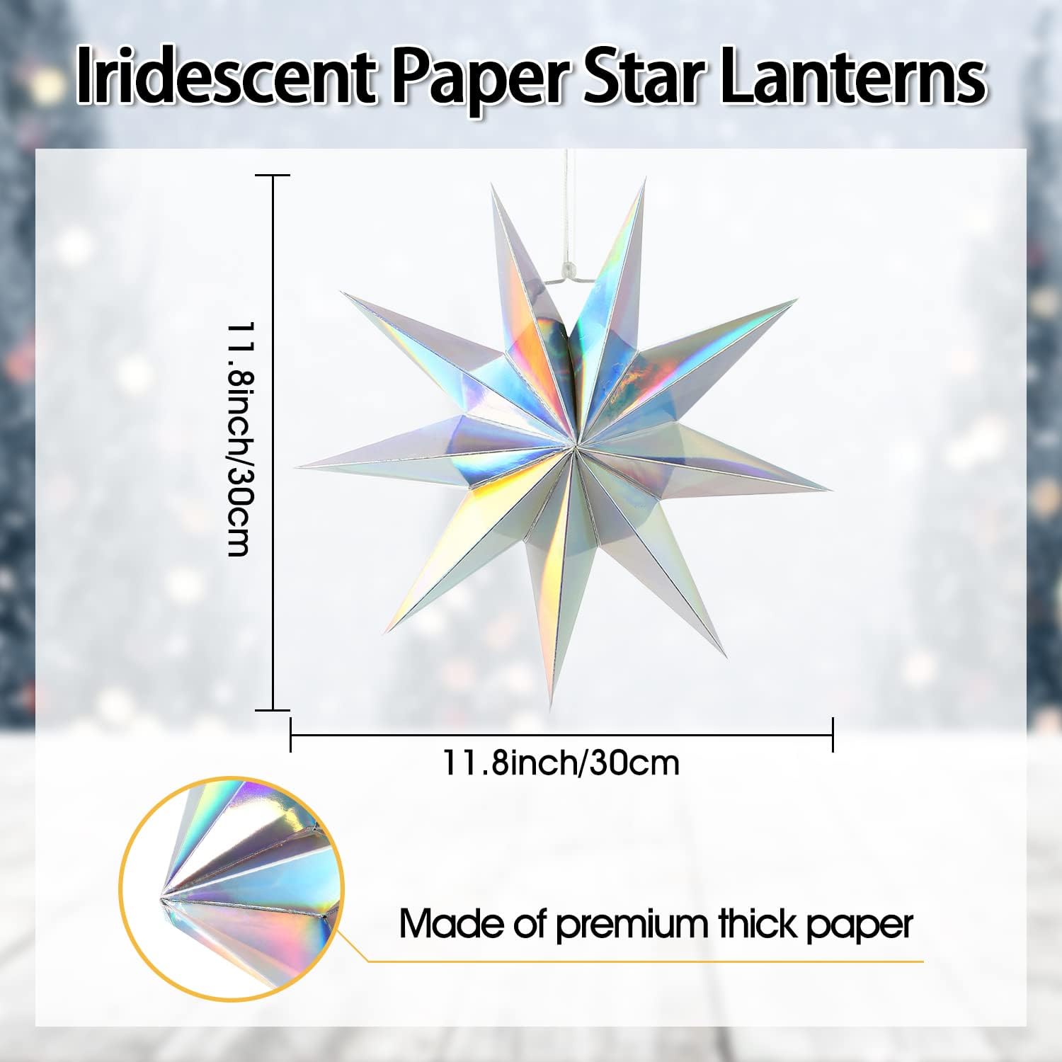 5Pack 9-Pointed Iridescent Paper Star Lanterns 118 Inch