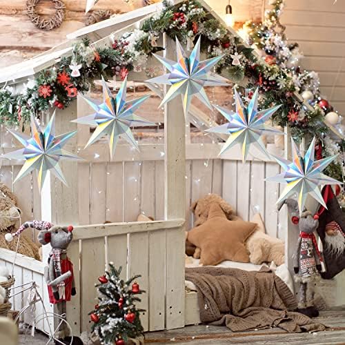 5Pack 9-Pointed Iridescent Paper Star Lanterns 118 Inch